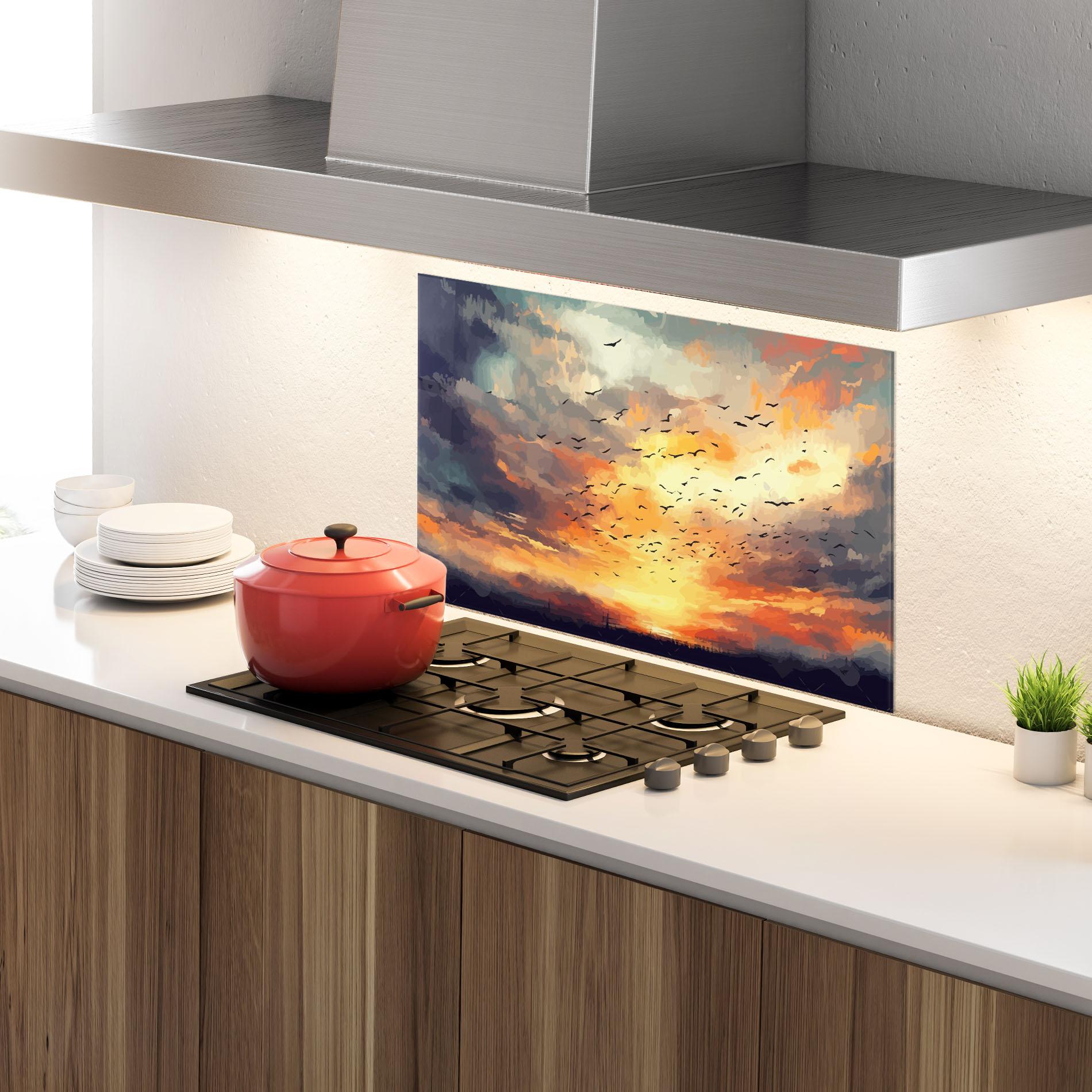 Panou Sticla Bucatarie Majestic Sunset mockup 4