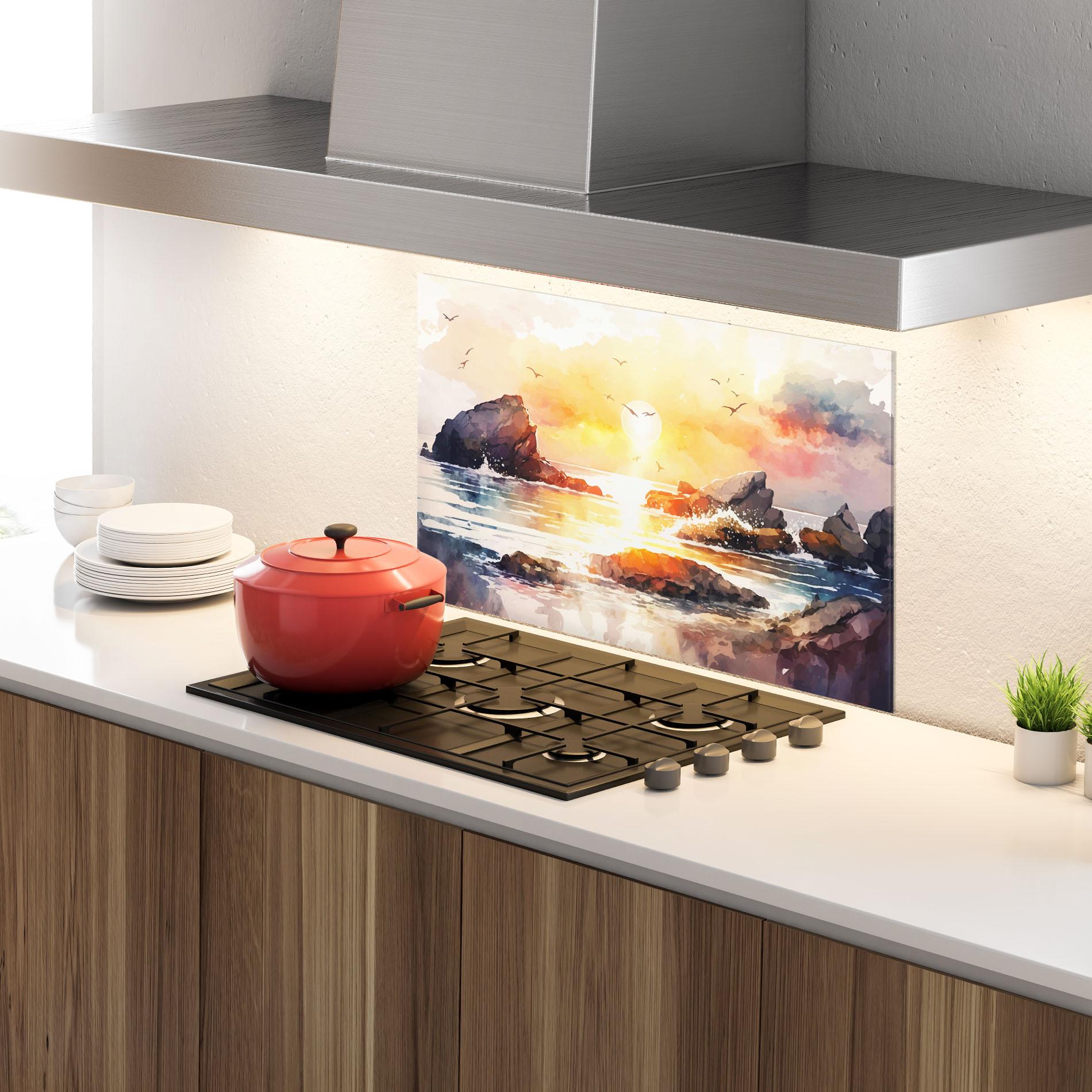 Panou Sticla Bucatarie Pretty Pastel Sunset mockup 4