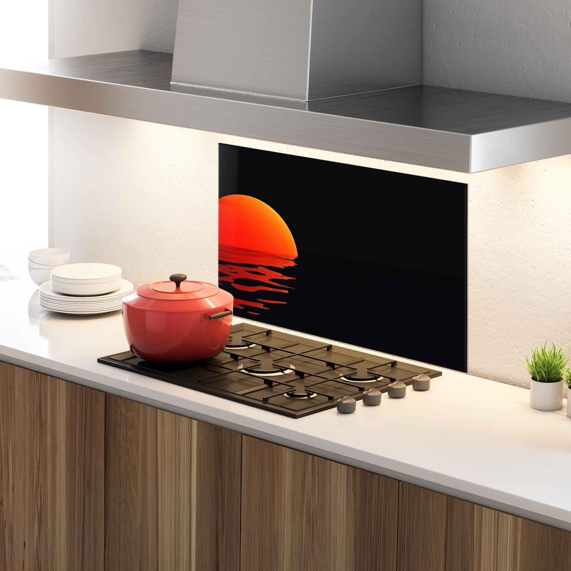 Panou Sticla Bucatarie Red Evening Sunset mockup 4