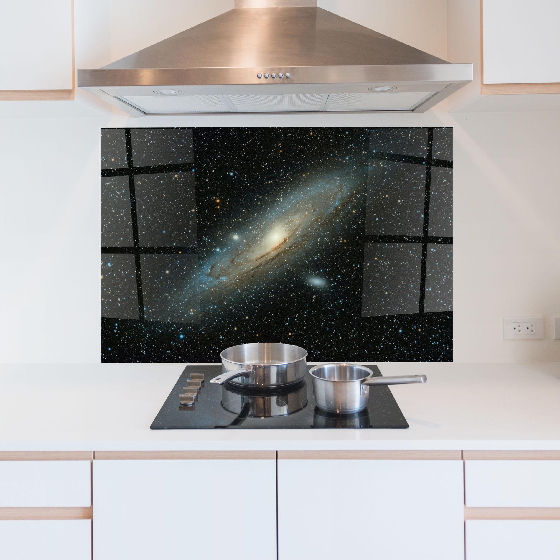 Panou Sticla Bucatarie Galaxy Stars mockup 5