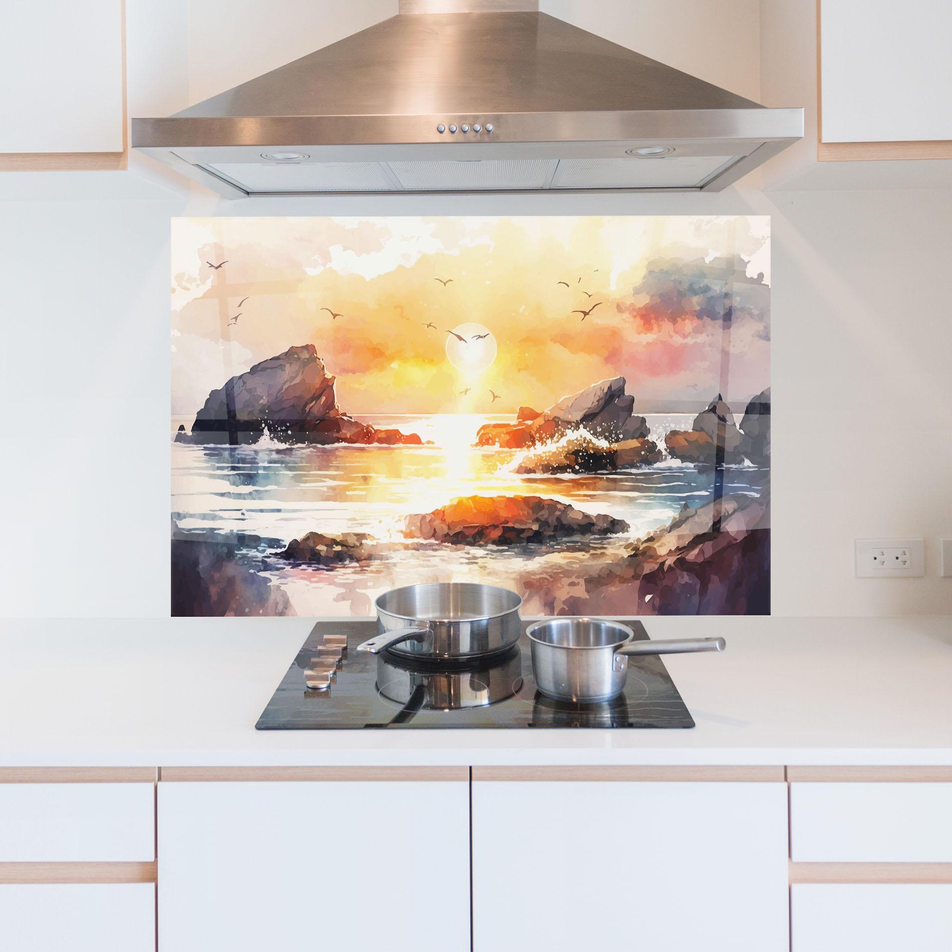 Panou Sticla Bucatarie Pretty Pastel Sunset mockup 5