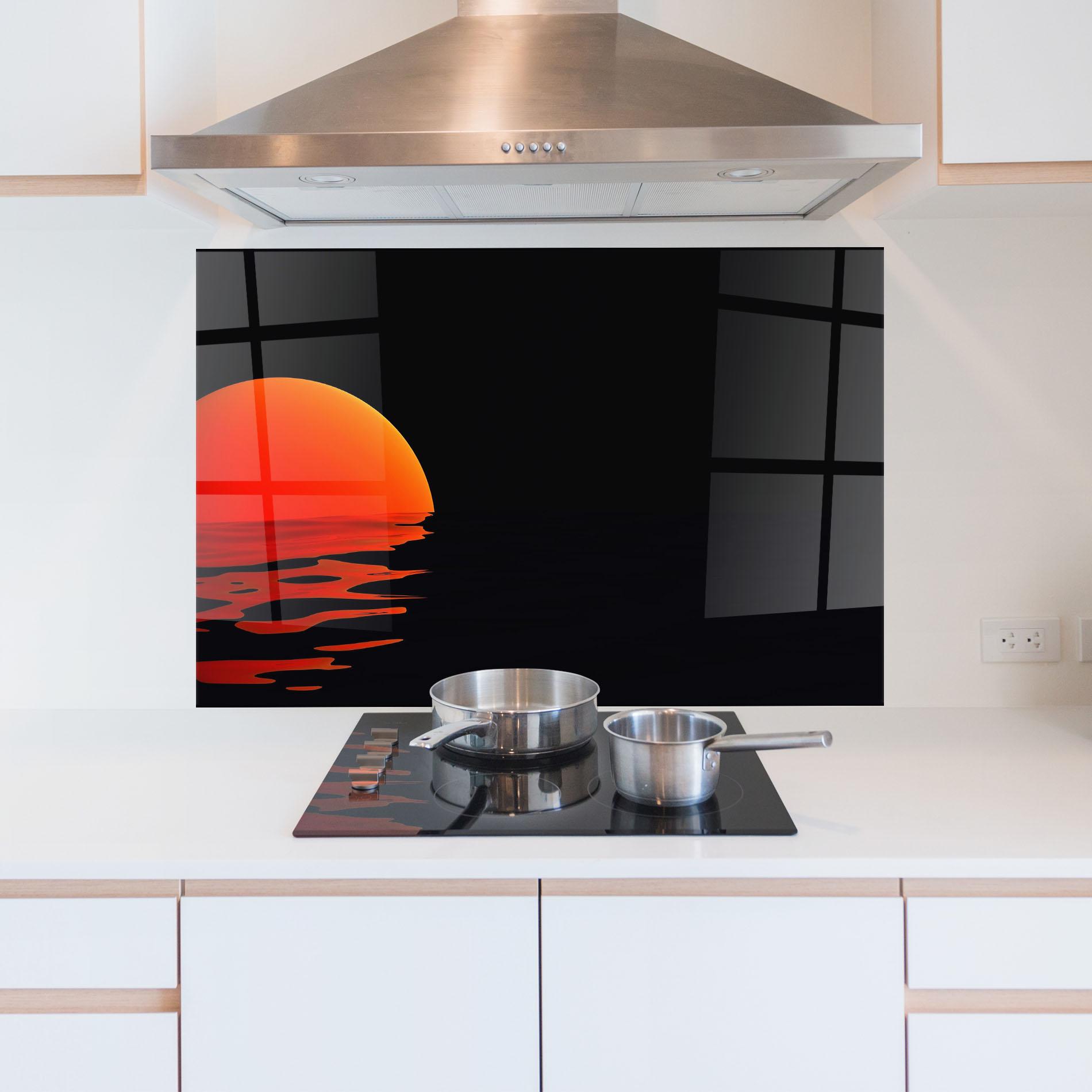 Panou Sticla Bucatarie Red Evening Sunset mockup 5