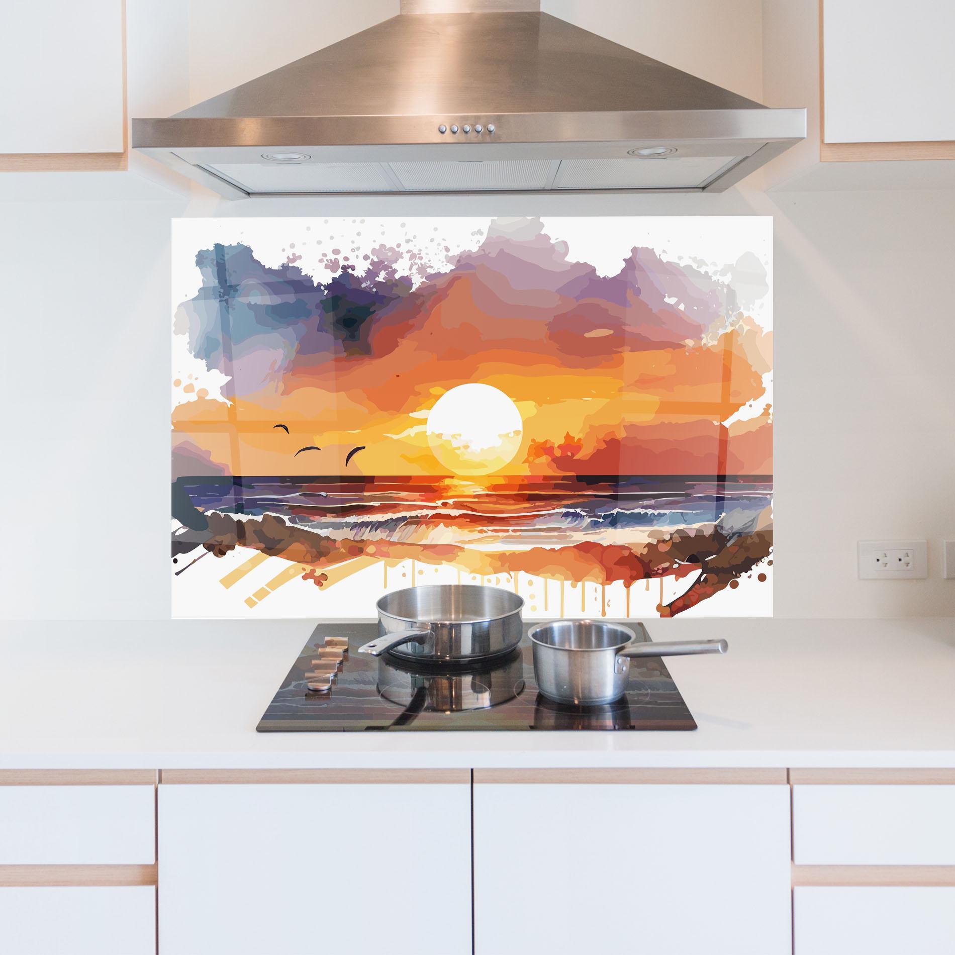 Panou Sticla Bucatarie Sunset Art mockup 5