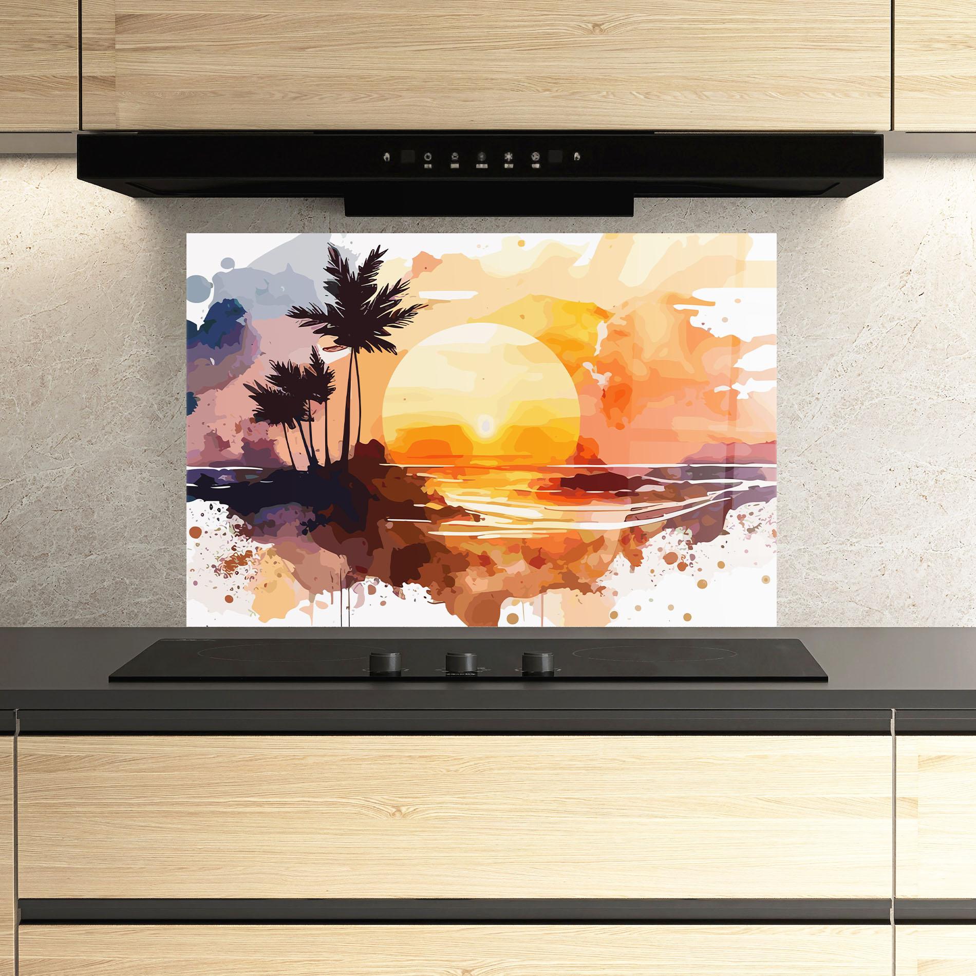 Panou Sticla Bucatarie Beautiful Sunrise mockup 3