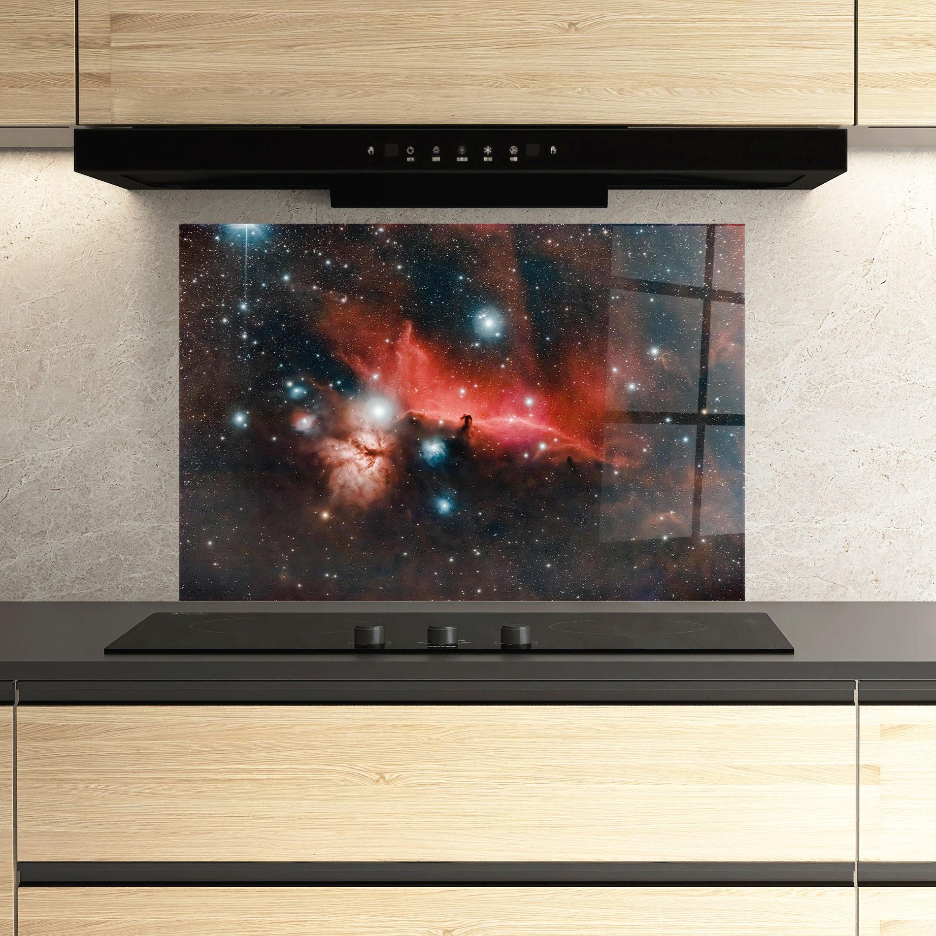 Panou Sticla Bucatarie Galactic Abstract mockup 3