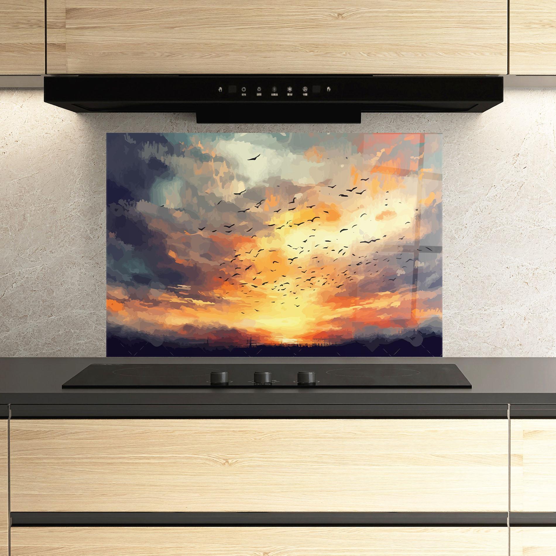Panou Sticla Bucatarie Majestic Sunset mockup 3