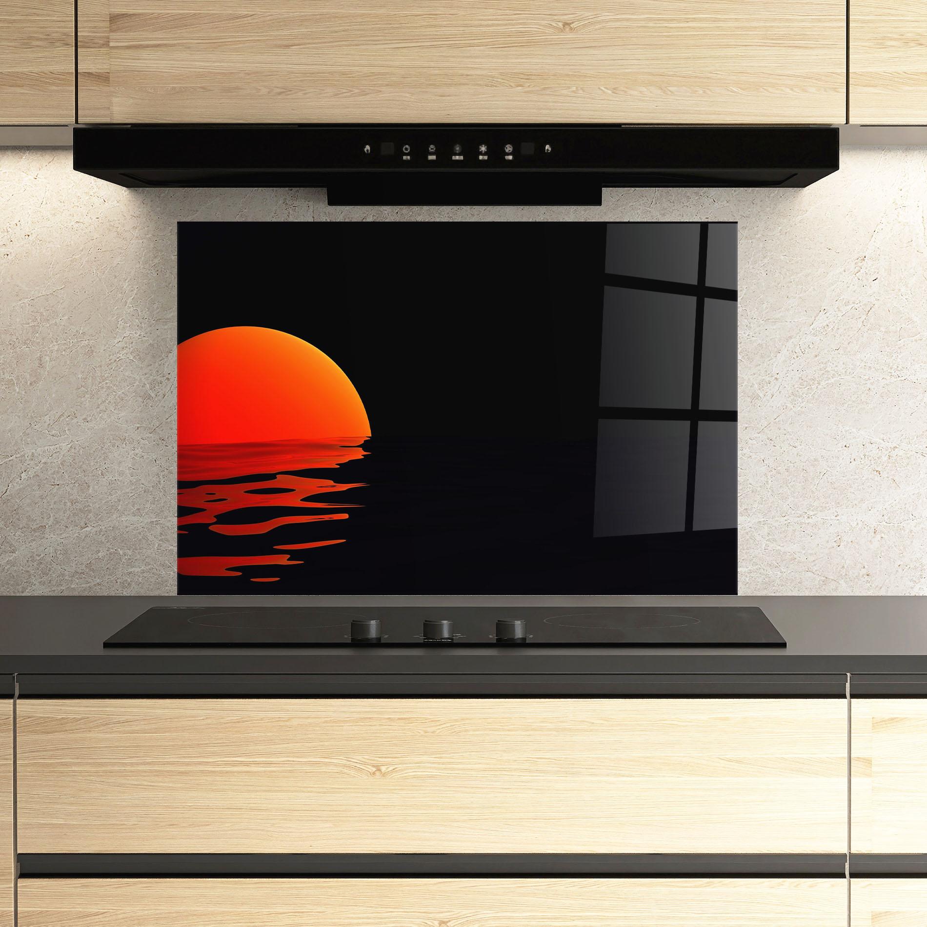 Panou Sticla Bucatarie Red Evening Sunset mockup 3