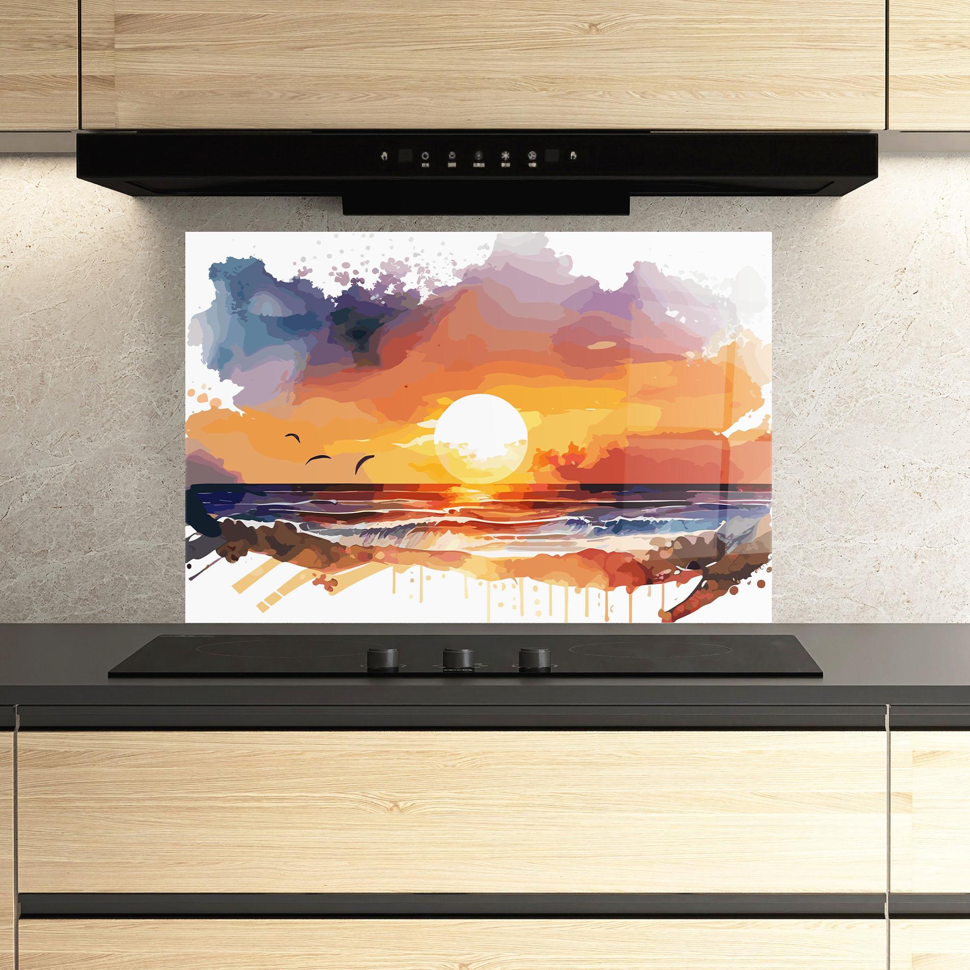 Panou Sticla Bucatarie Sunset Art mockup 3