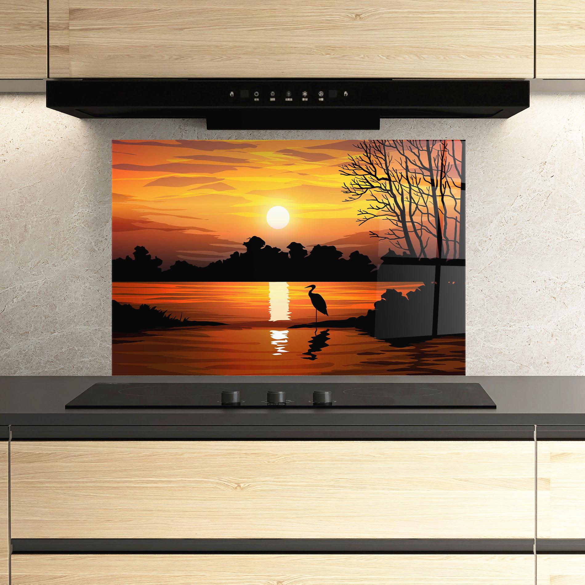 Panou Sticla Bucatarie Sunset Land mockup 3