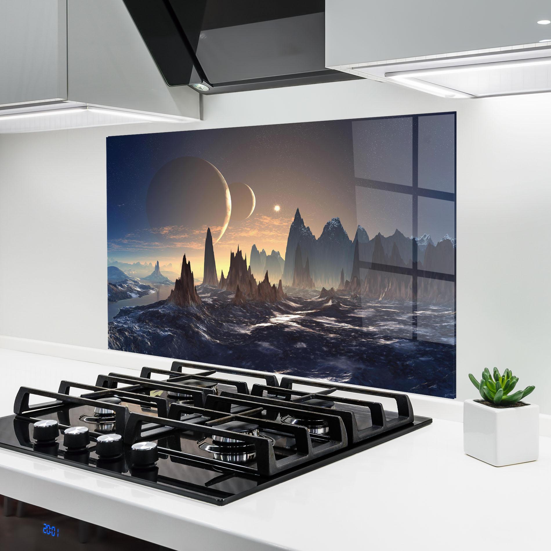 Panou Sticla Bucatarie Fantasy Landscape mockup 6