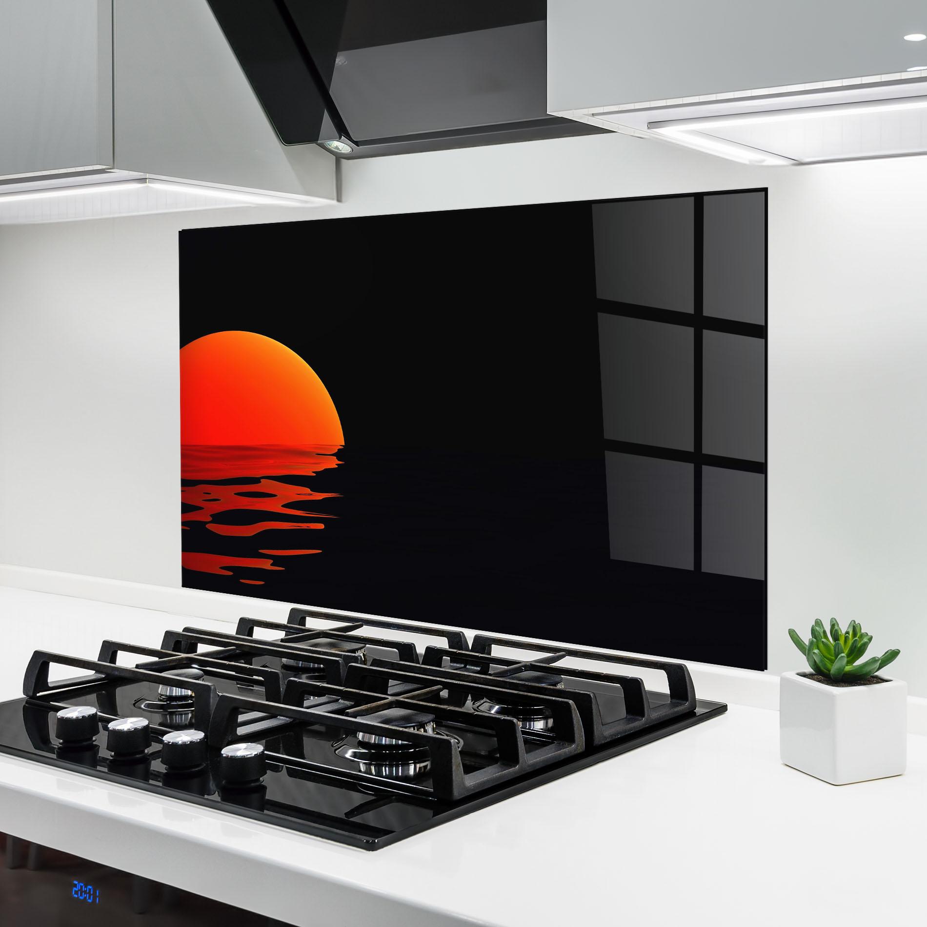 Panou Sticla Bucatarie Red Evening Sunset mockup 6