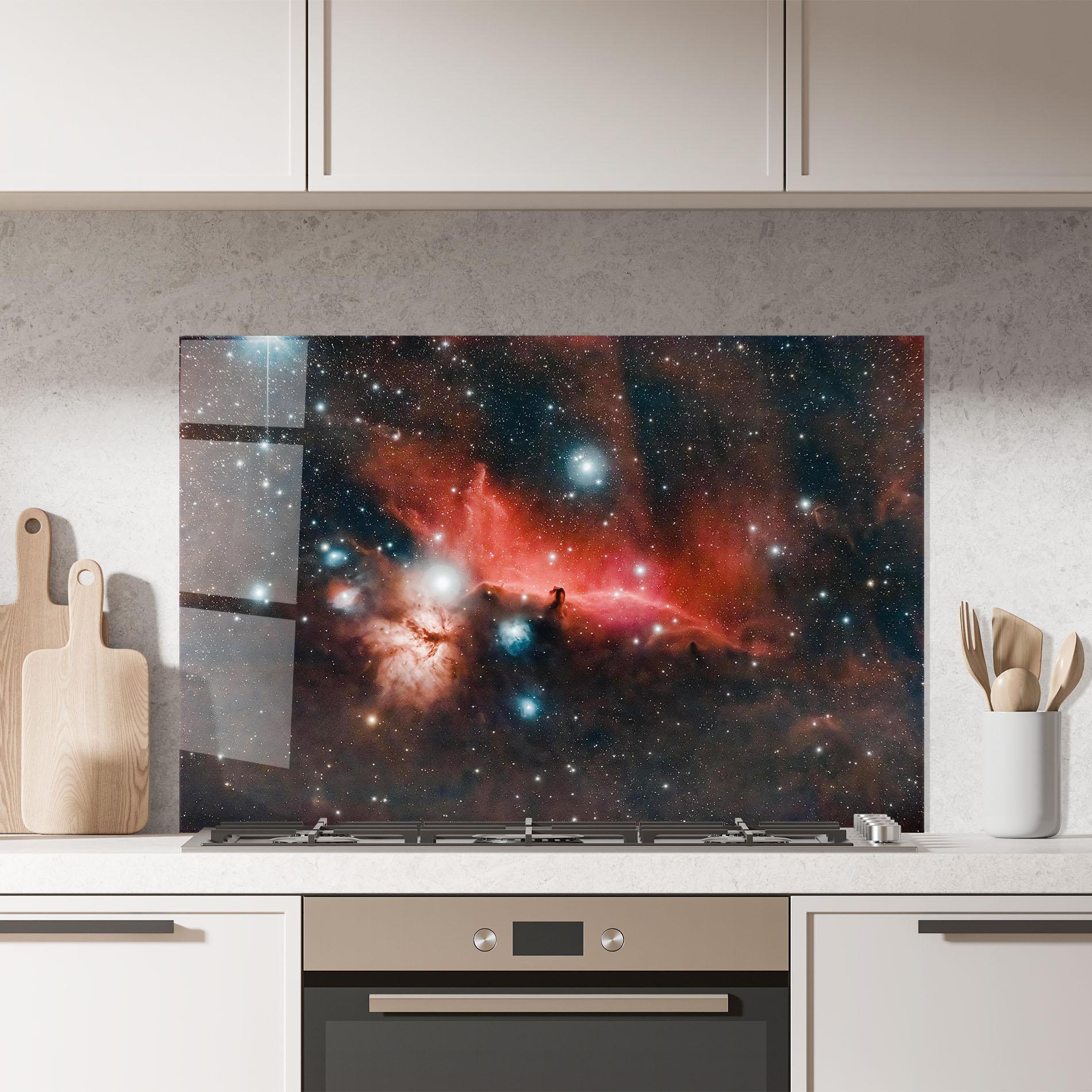 Panou Sticla Bucatarie Galactic Abstract mockup 7