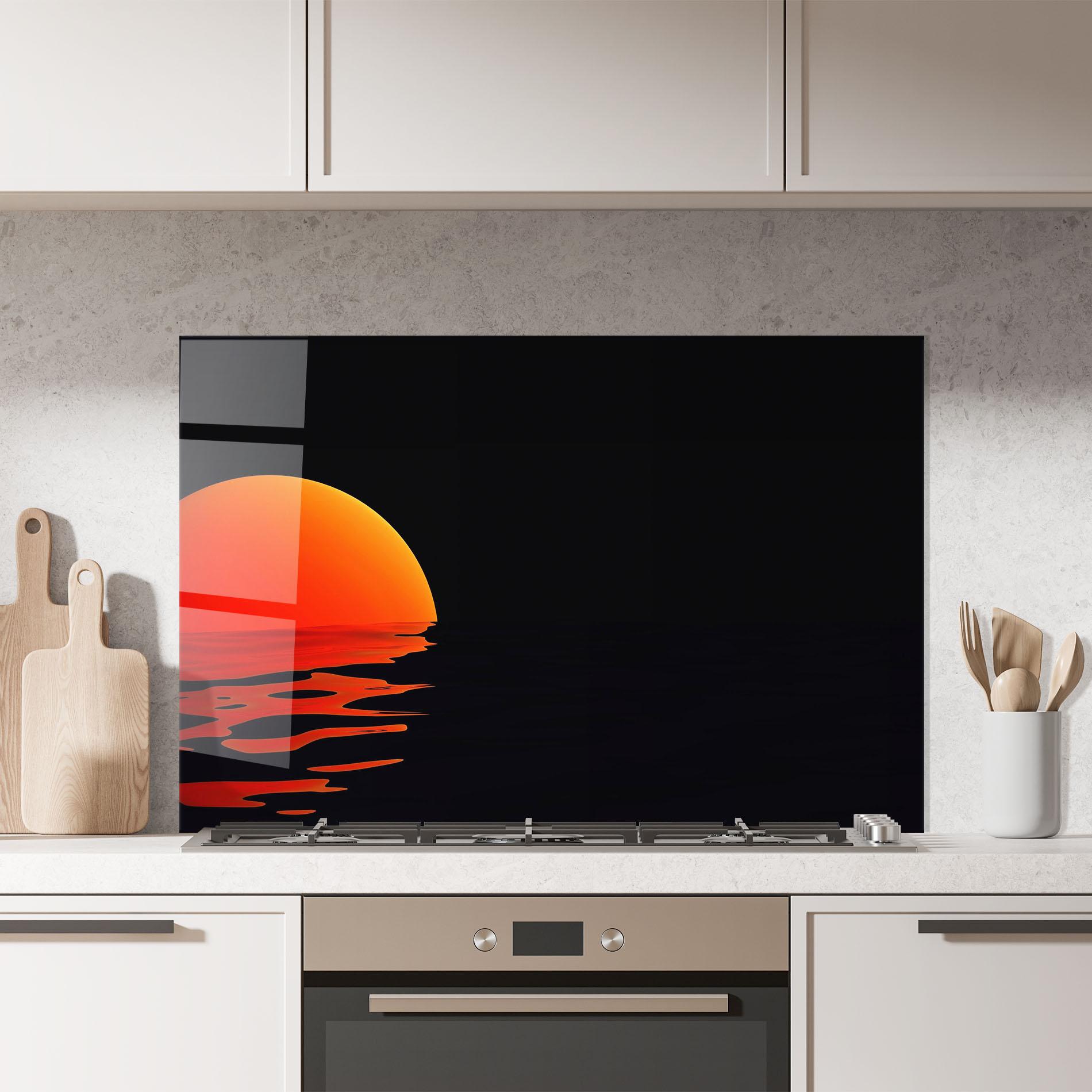 Panou Sticla Bucatarie Red Evening Sunset mockup 7