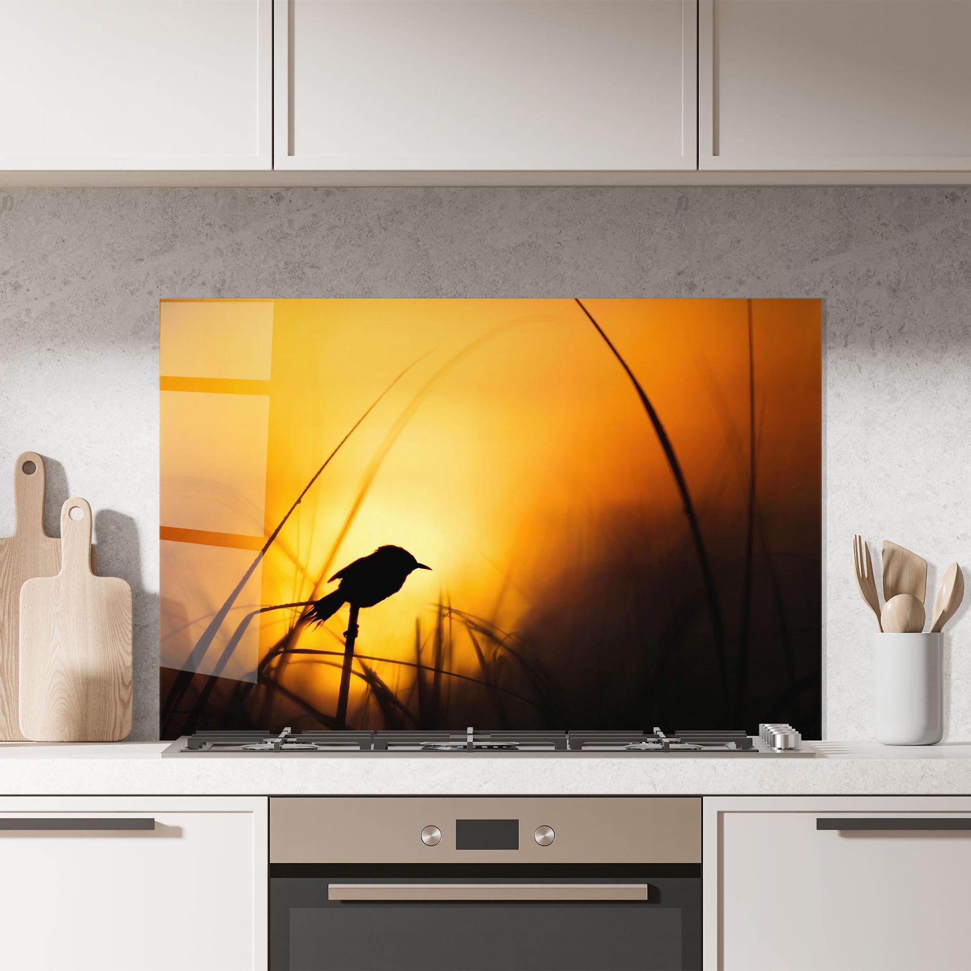 Panou Sticla Bucatarie Small Bird Sunset mockup 7