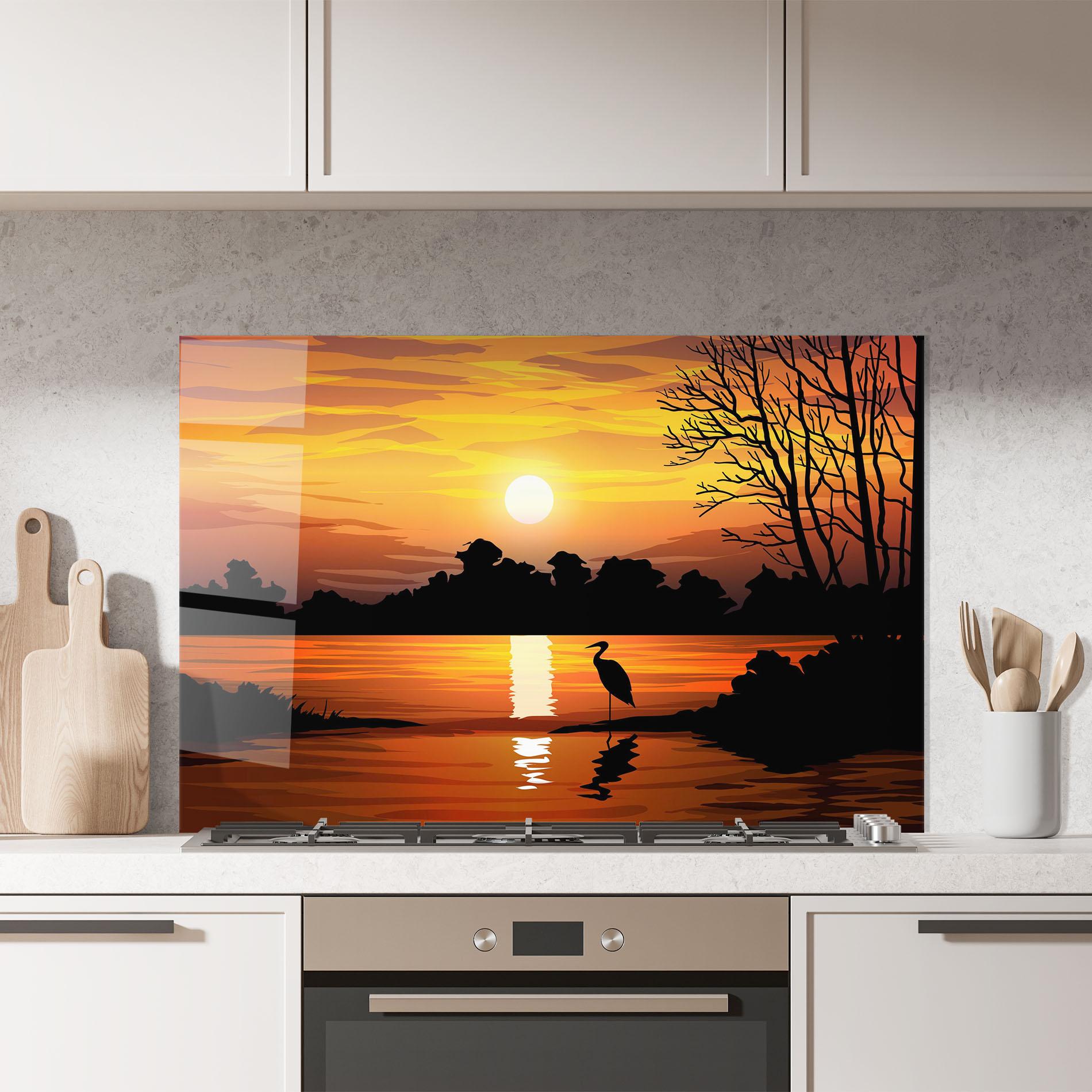 Panou Sticla Bucatarie Sunset Land mockup 7