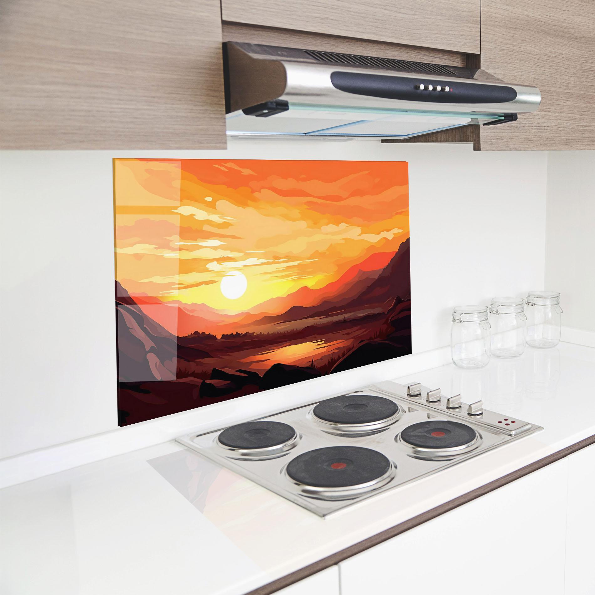 Panou Sticla Bucatarie Beautiful Sunset Illustration mockup 8