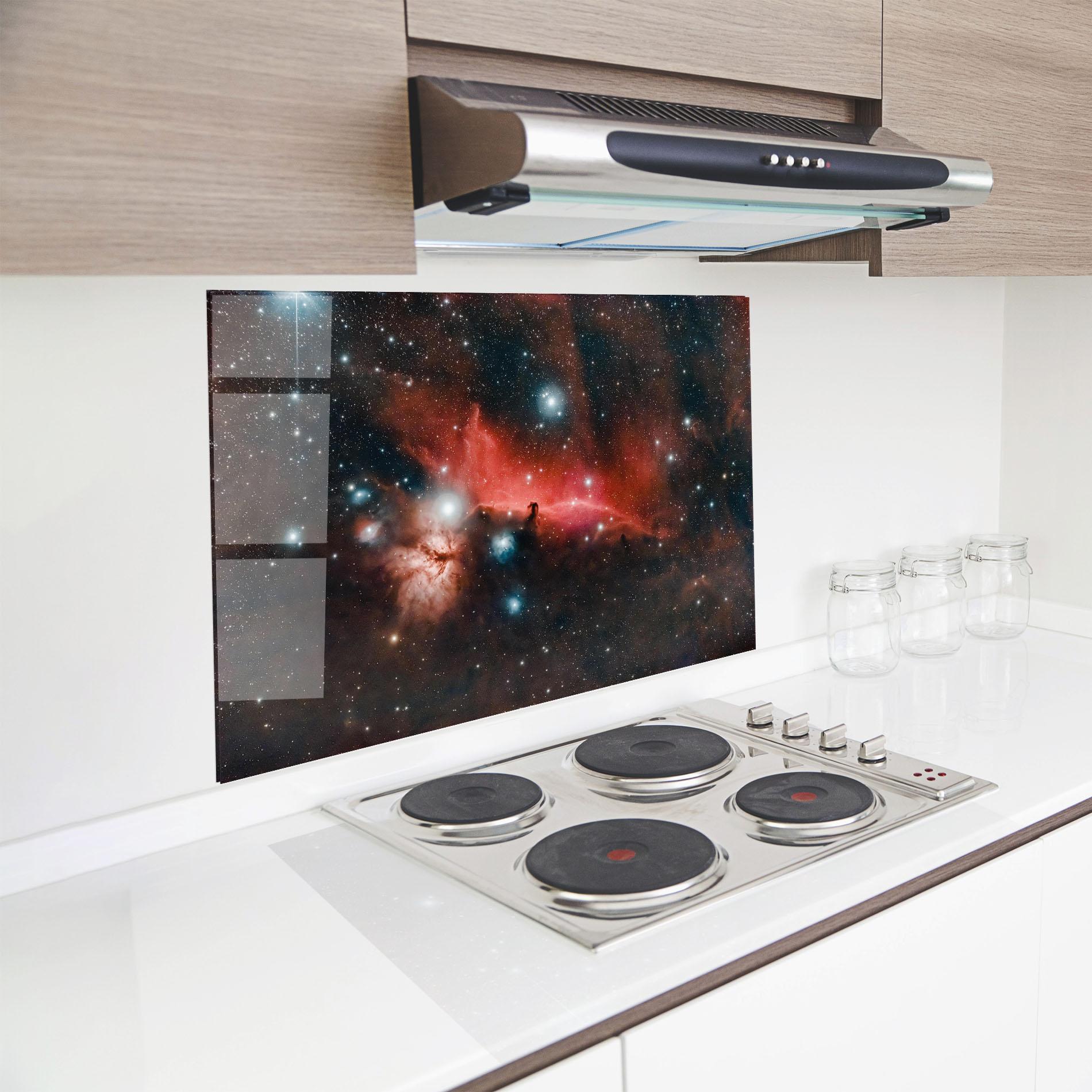 Panou Sticla Bucatarie Galactic Abstract mockup 8