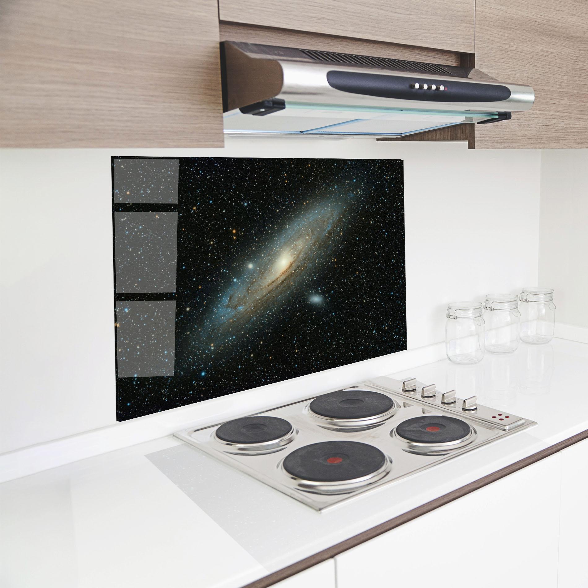 Panou Sticla Bucatarie Galaxy Stars mockup 8