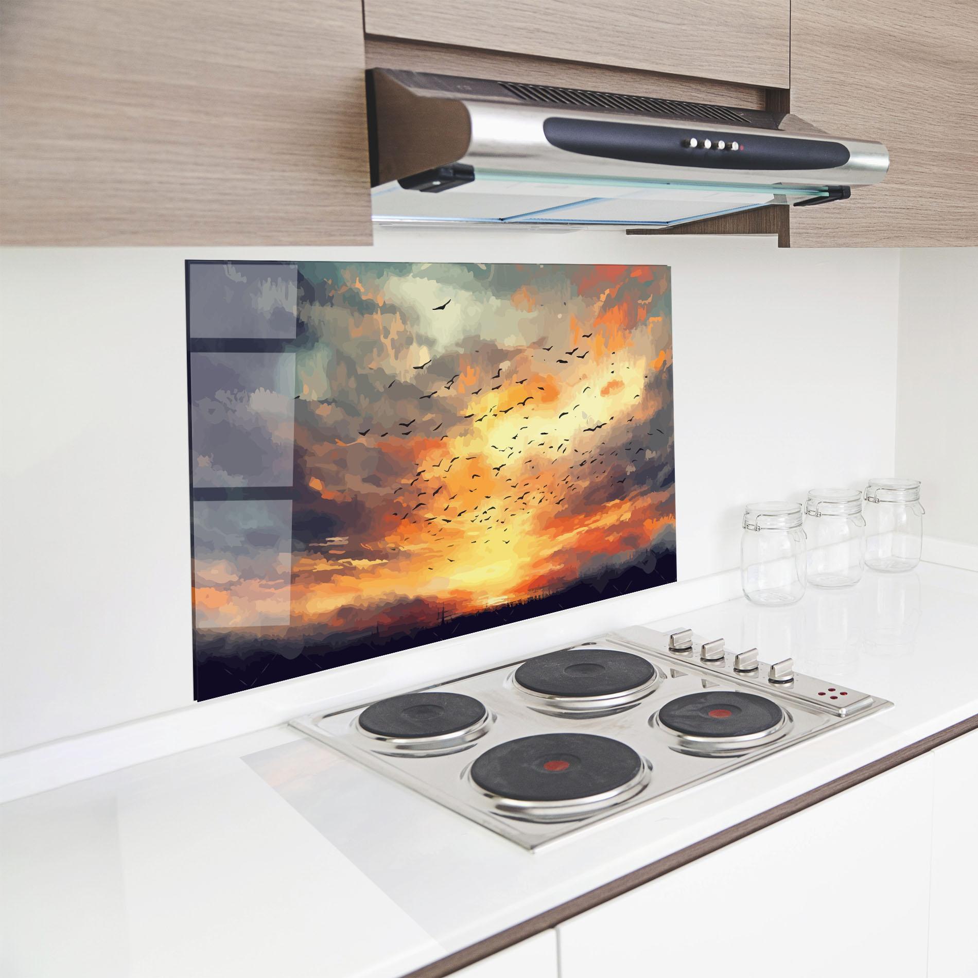 Panou Sticla Bucatarie Majestic Sunset mockup 8