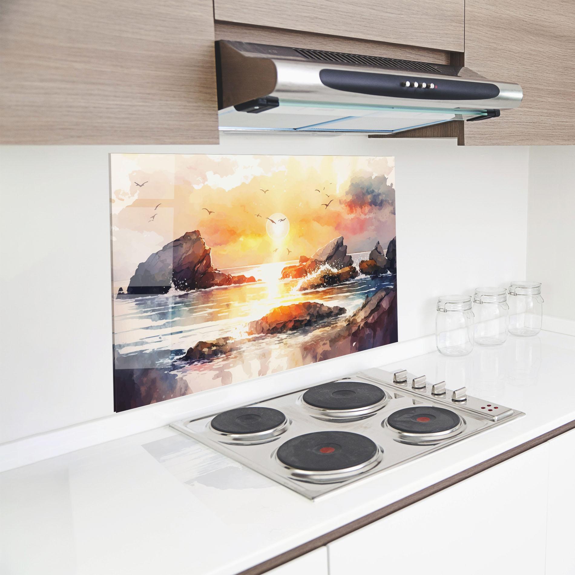 Panou Sticla Bucatarie Pretty Pastel Sunset mockup 8