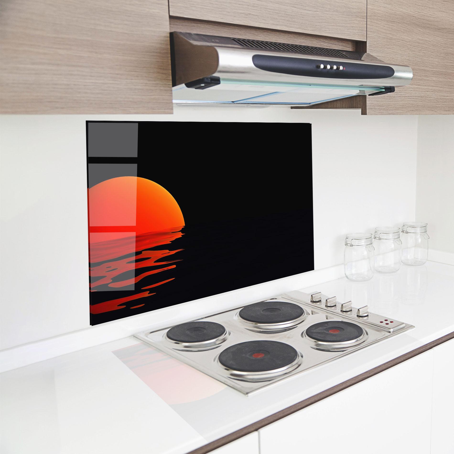 Panou Sticla Bucatarie Red Evening Sunset mockup 8