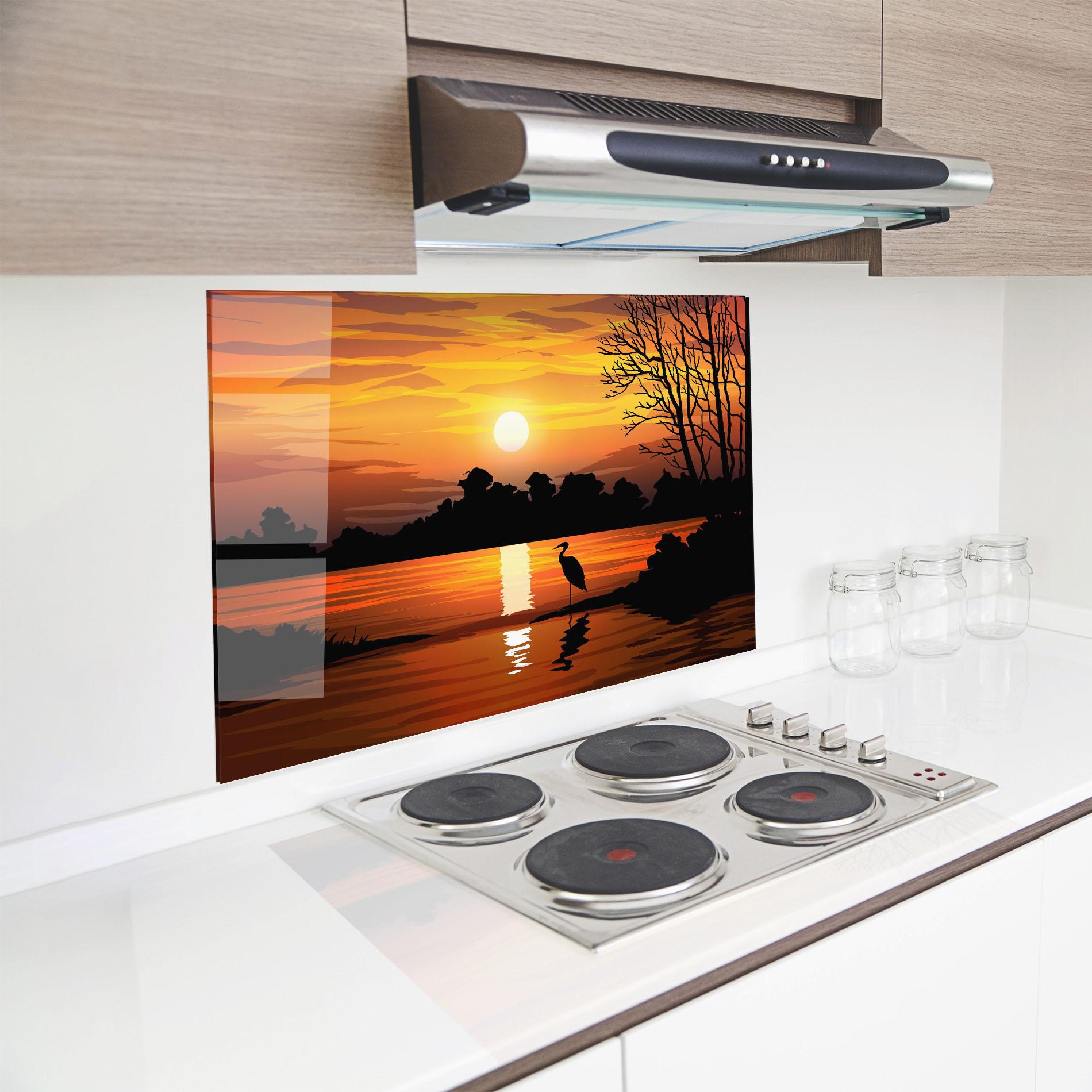 Panou Sticla Bucatarie Sunset Land mockup 8