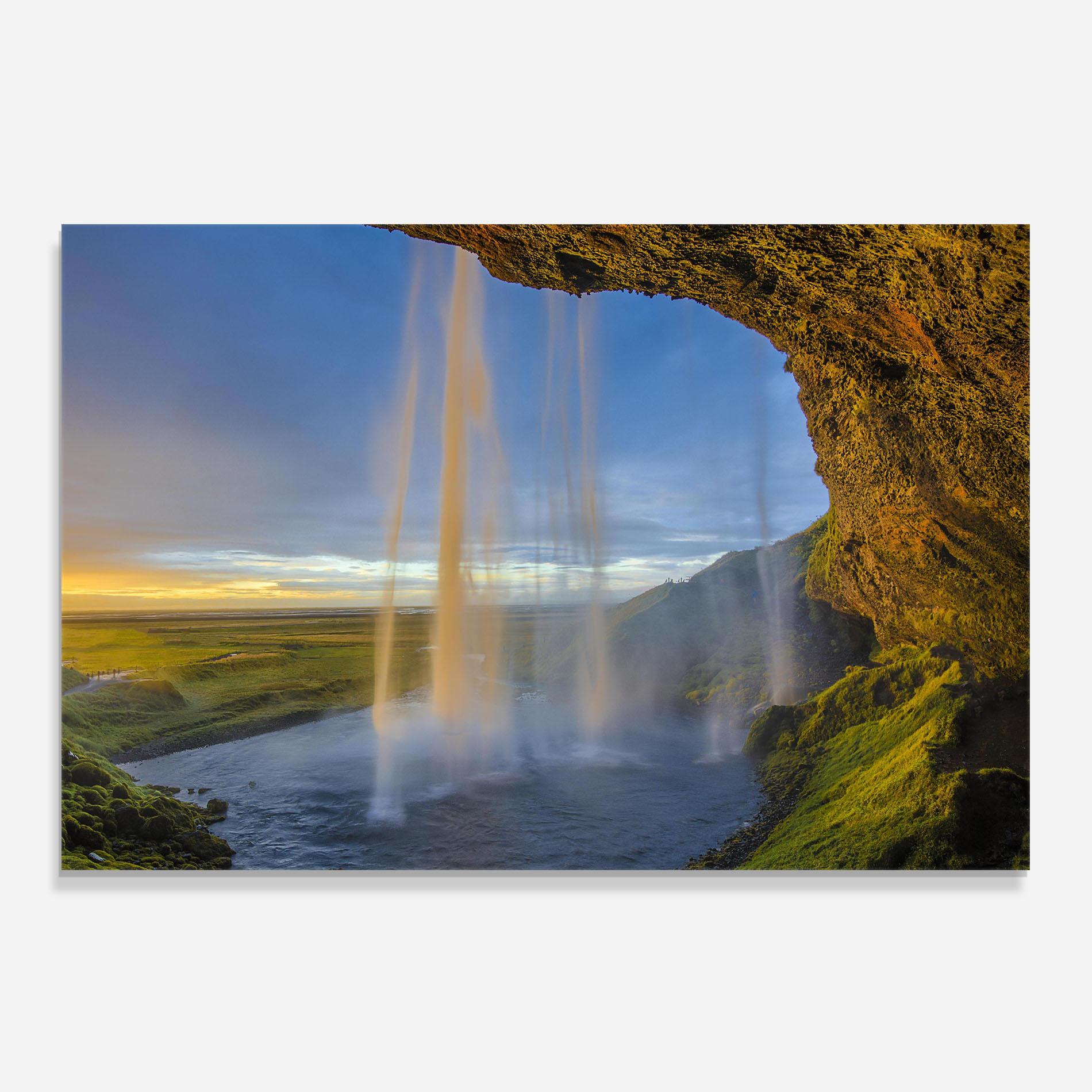 Panou Sticla Bucatarie Orange Waterfall mockup 0