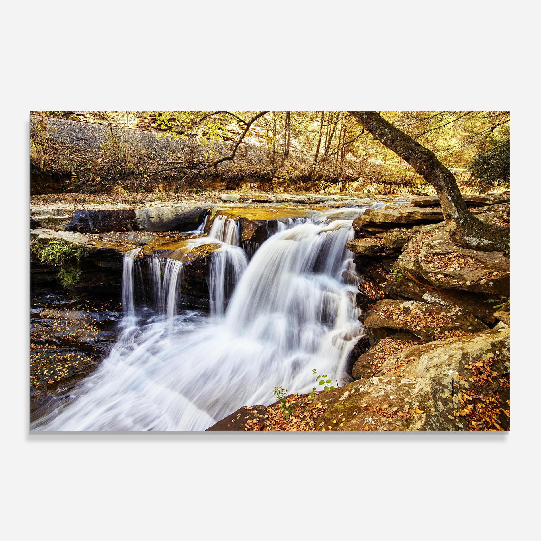Panou Sticla Bucatarie Pretty Autumn Waterfall mockup 0