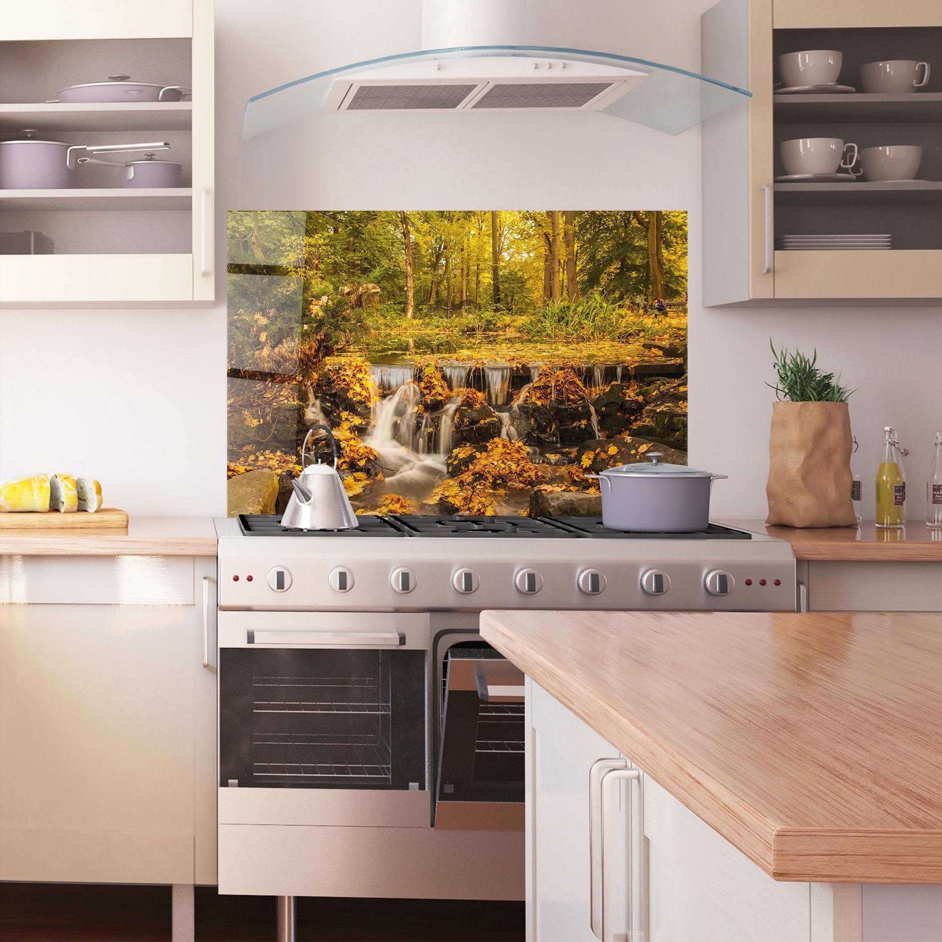 Panou Sticla Bucatarie Autumn Pretty Waterfall mockup 1