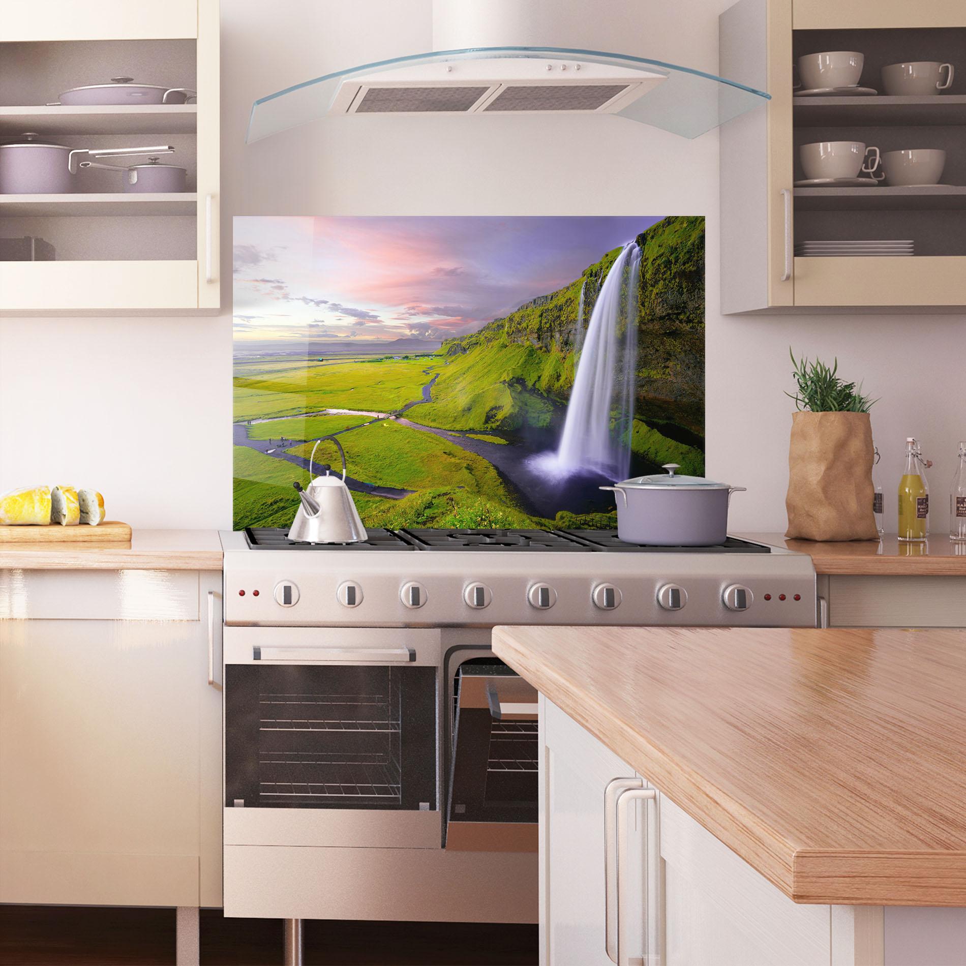 Panou Sticla Bucatarie Pink Wky Waterfall mockup 1