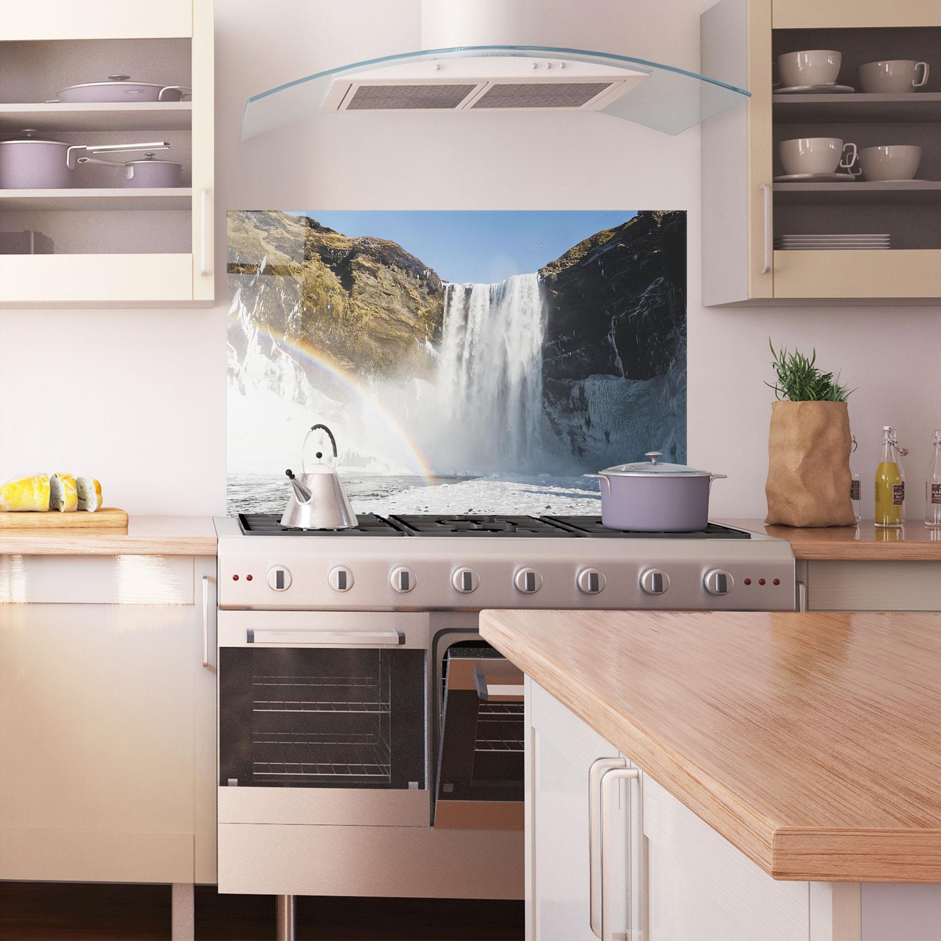 Panou Sticla Bucatarie Rainbow Waterfall mockup 1