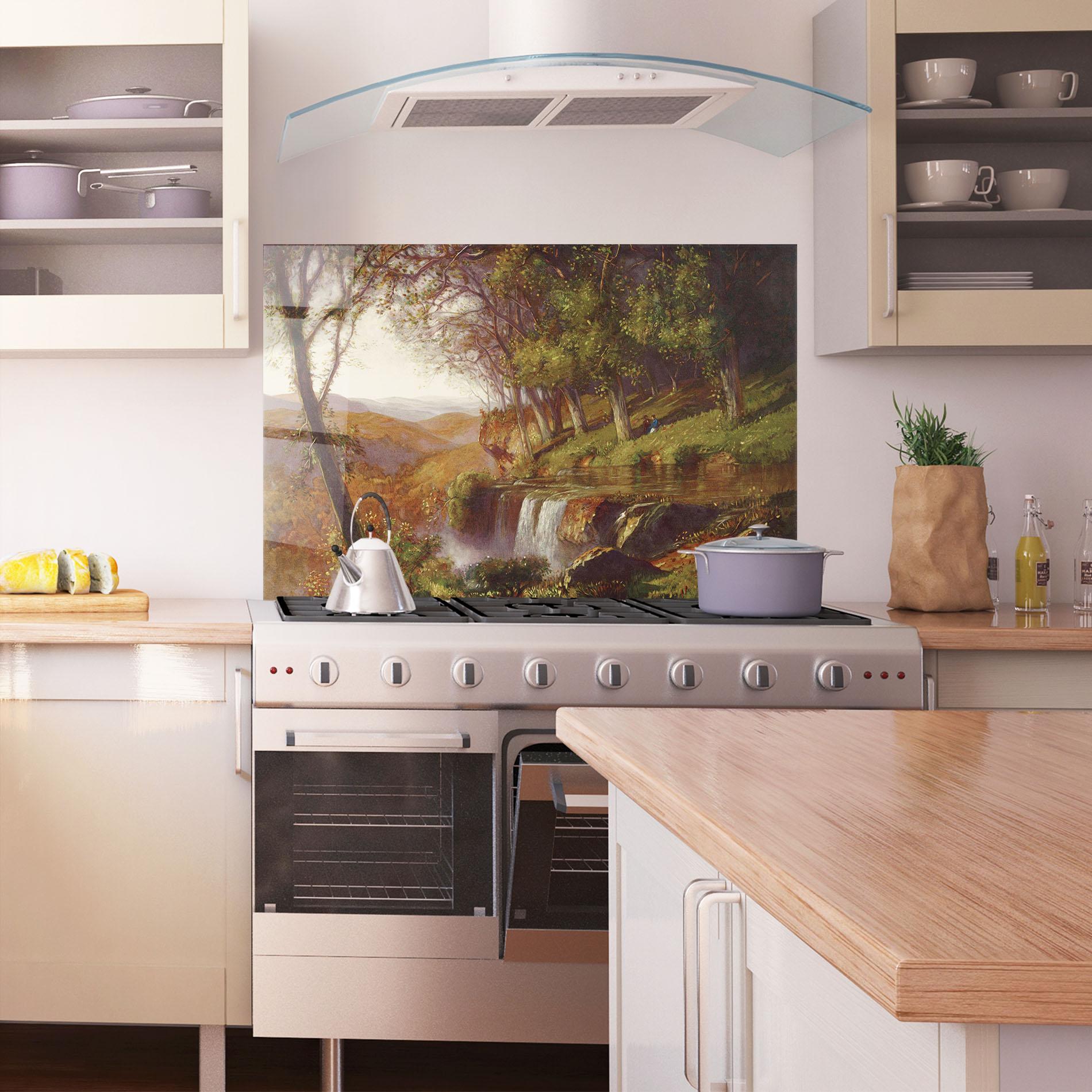 Panou Sticla Bucatarie Waterfall Painting mockup 1