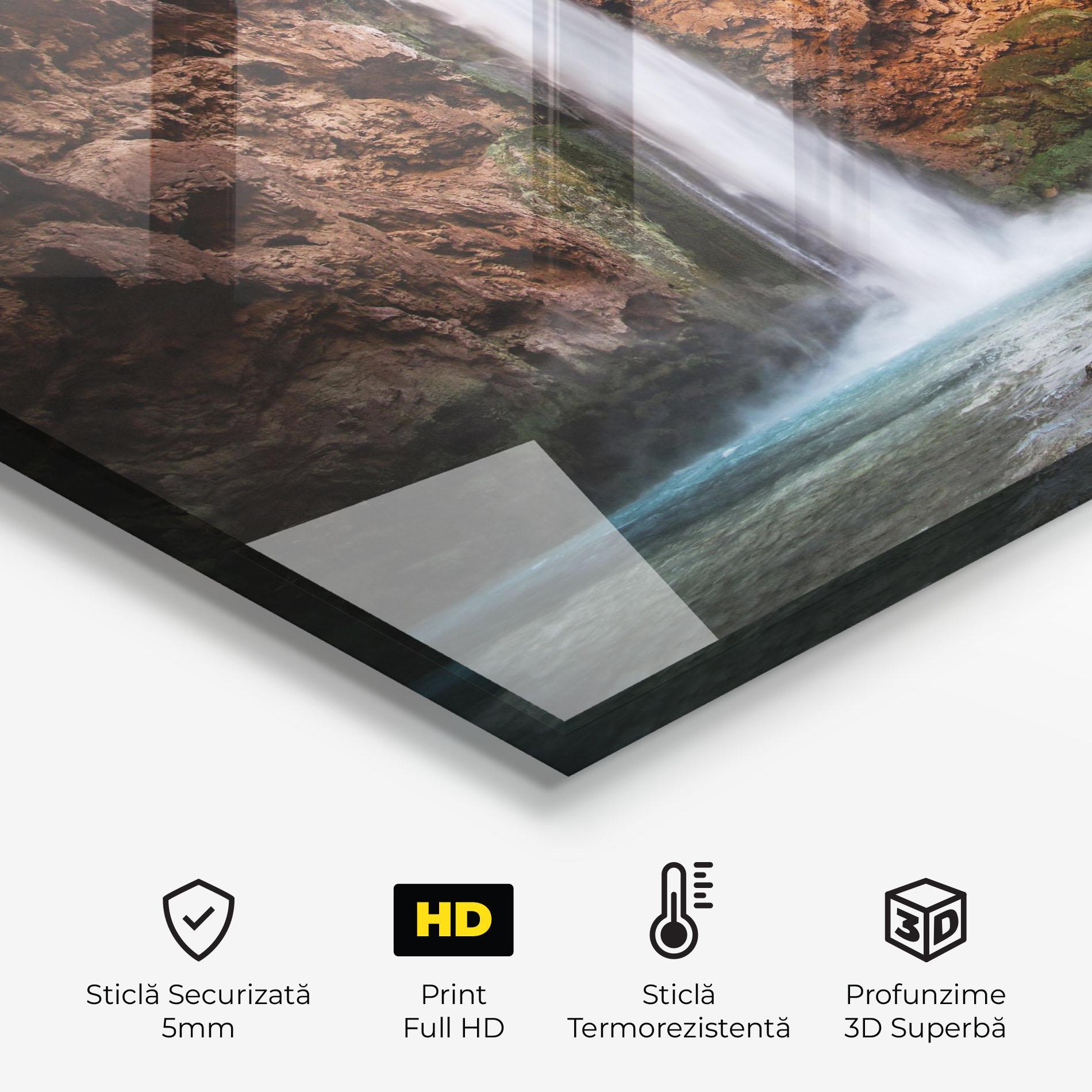 Panou Sticla Bucatarie Orange Wall Waterfall mockup 2