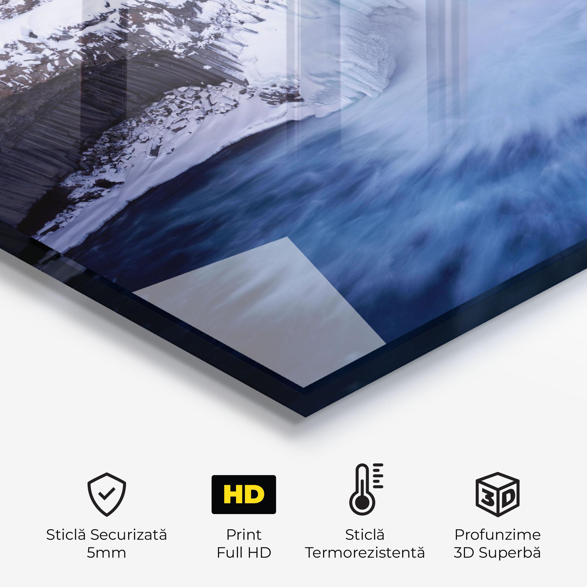 Panou Sticla Bucatarie Snow Waterfall mockup 2