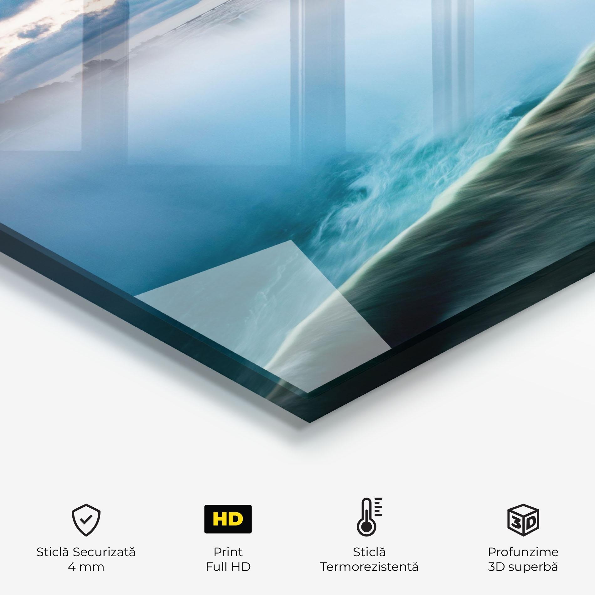 Panou Sticla Bucatarie Blue Dreamy Waterfall mockup 2