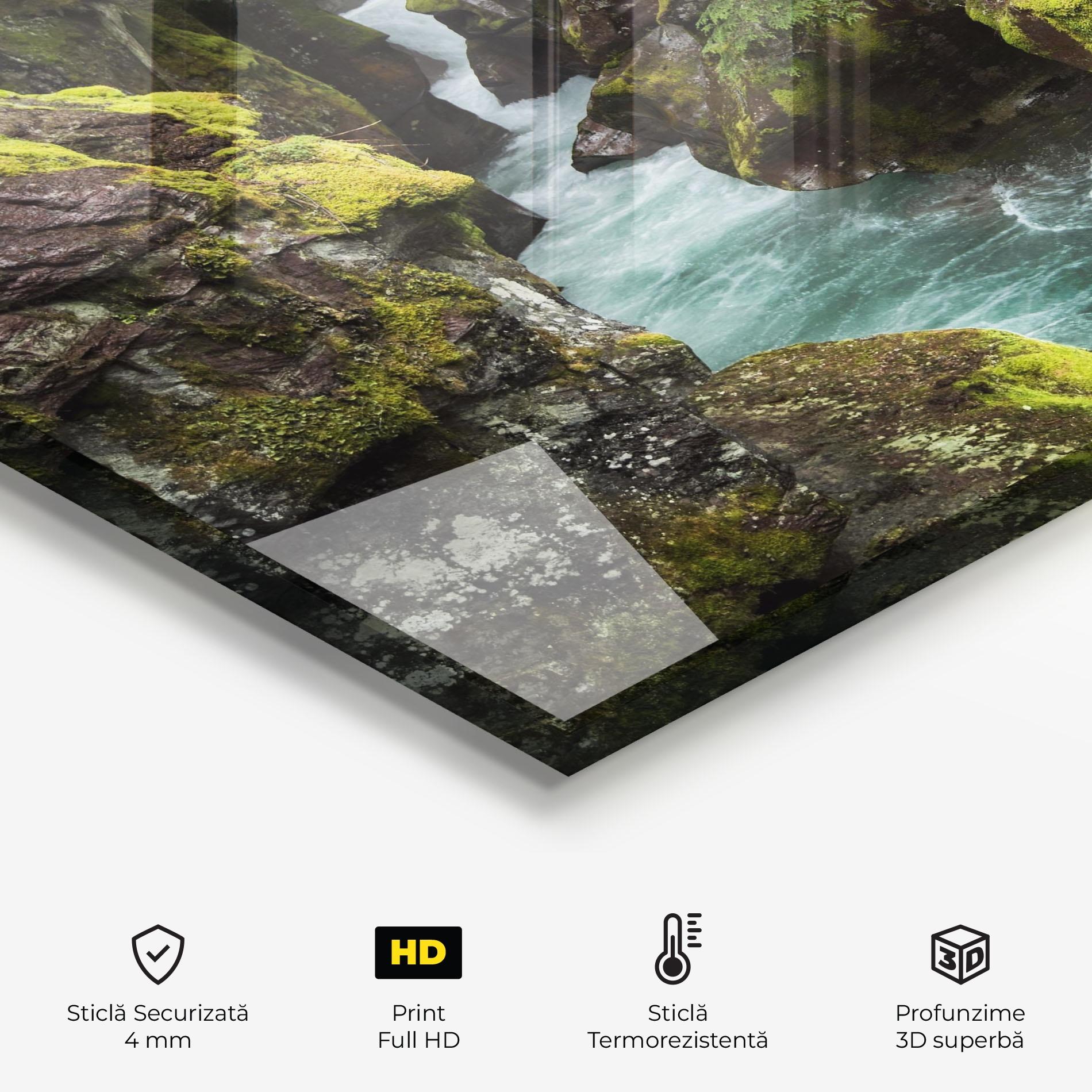 Panou Sticla Bucatarie Blue Majestic Waterfall mockup 2