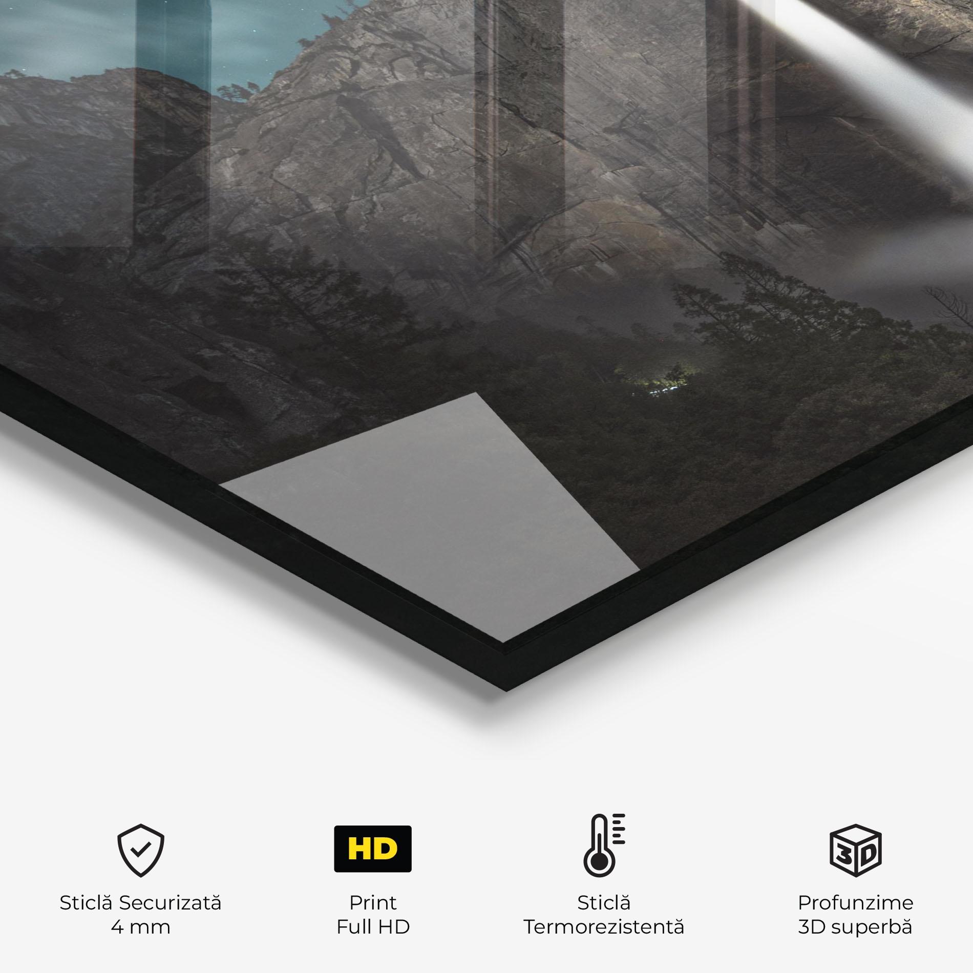 Panou Sticla Bucatarie Dark Blue Sky Waterfall mockup 2