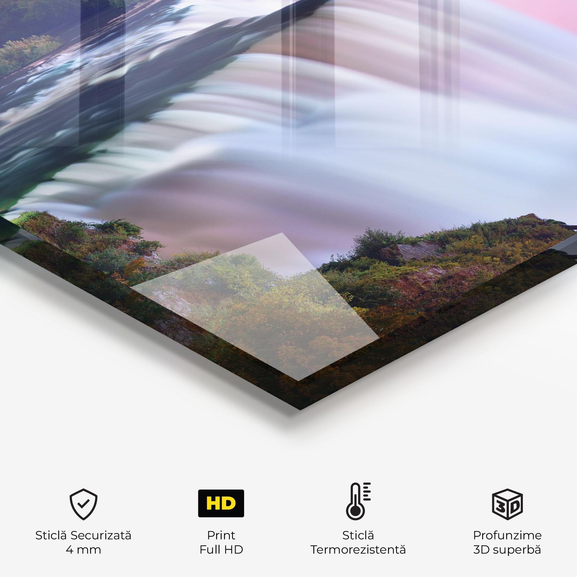 Panou Sticla Bucatarie Dreamy Purple Waterfall mockup 2