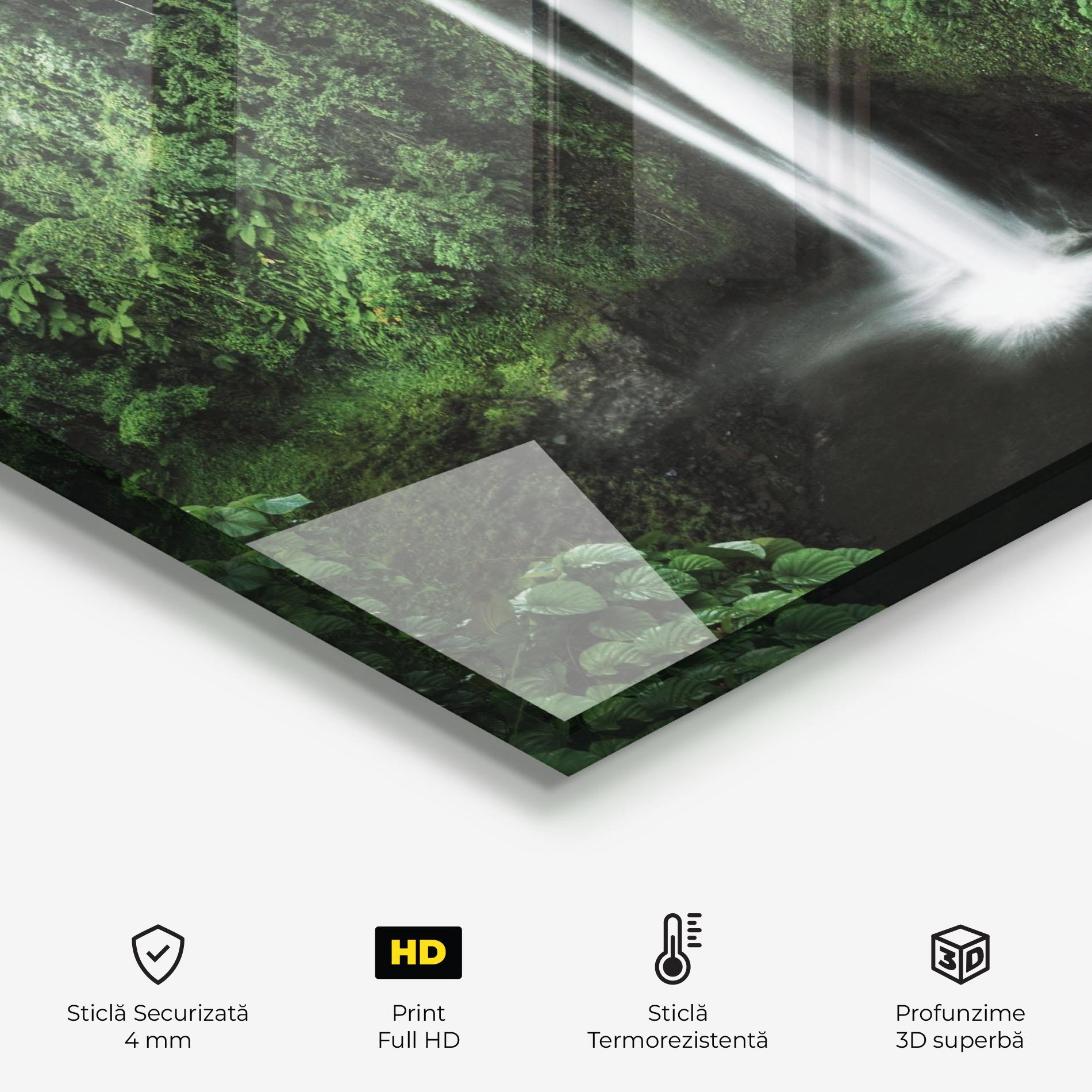Panou Sticla Bucatarie Green Nature Waterfall mockup 2
