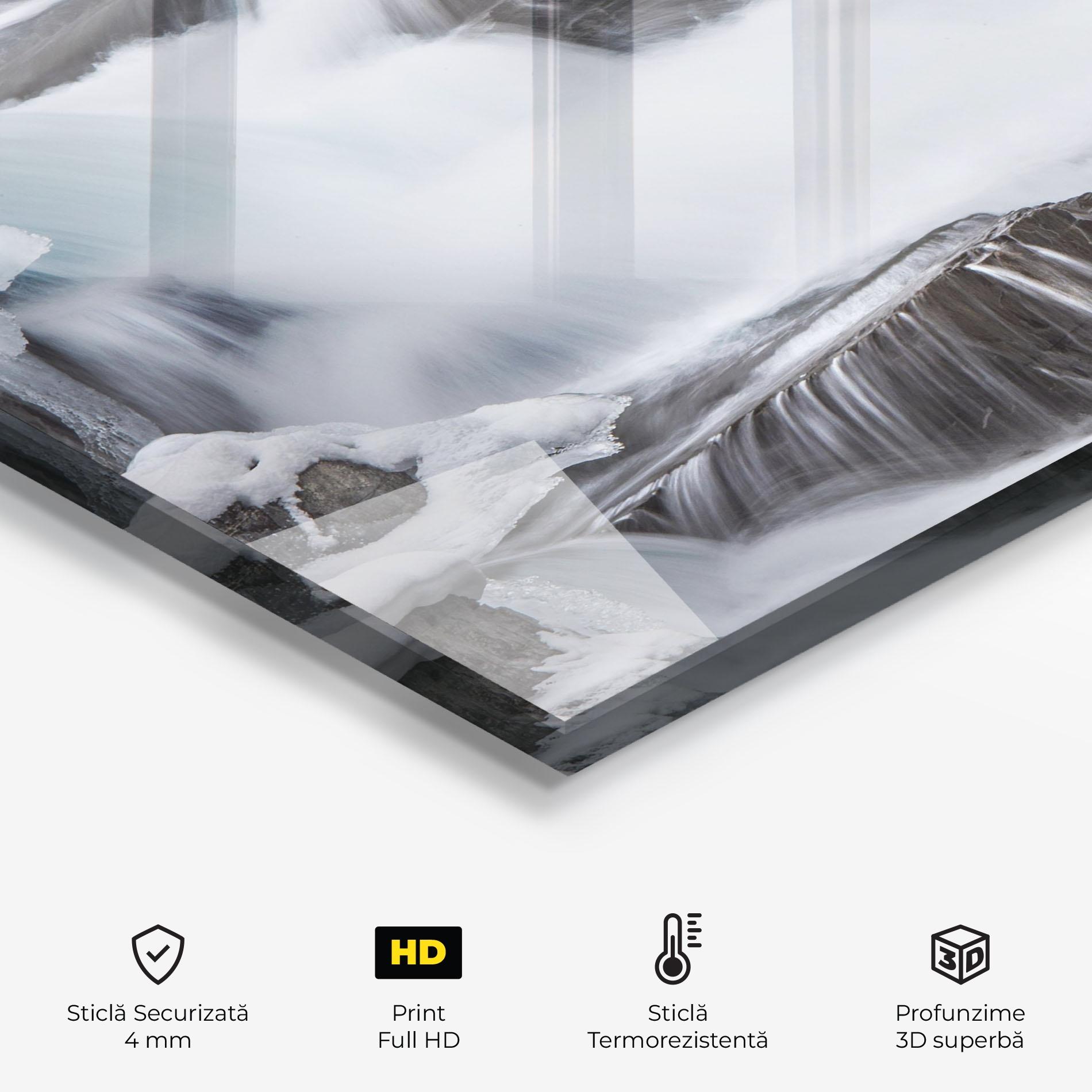 Panou Sticla Bucatarie Majestic Winter Waterfall mockup 2