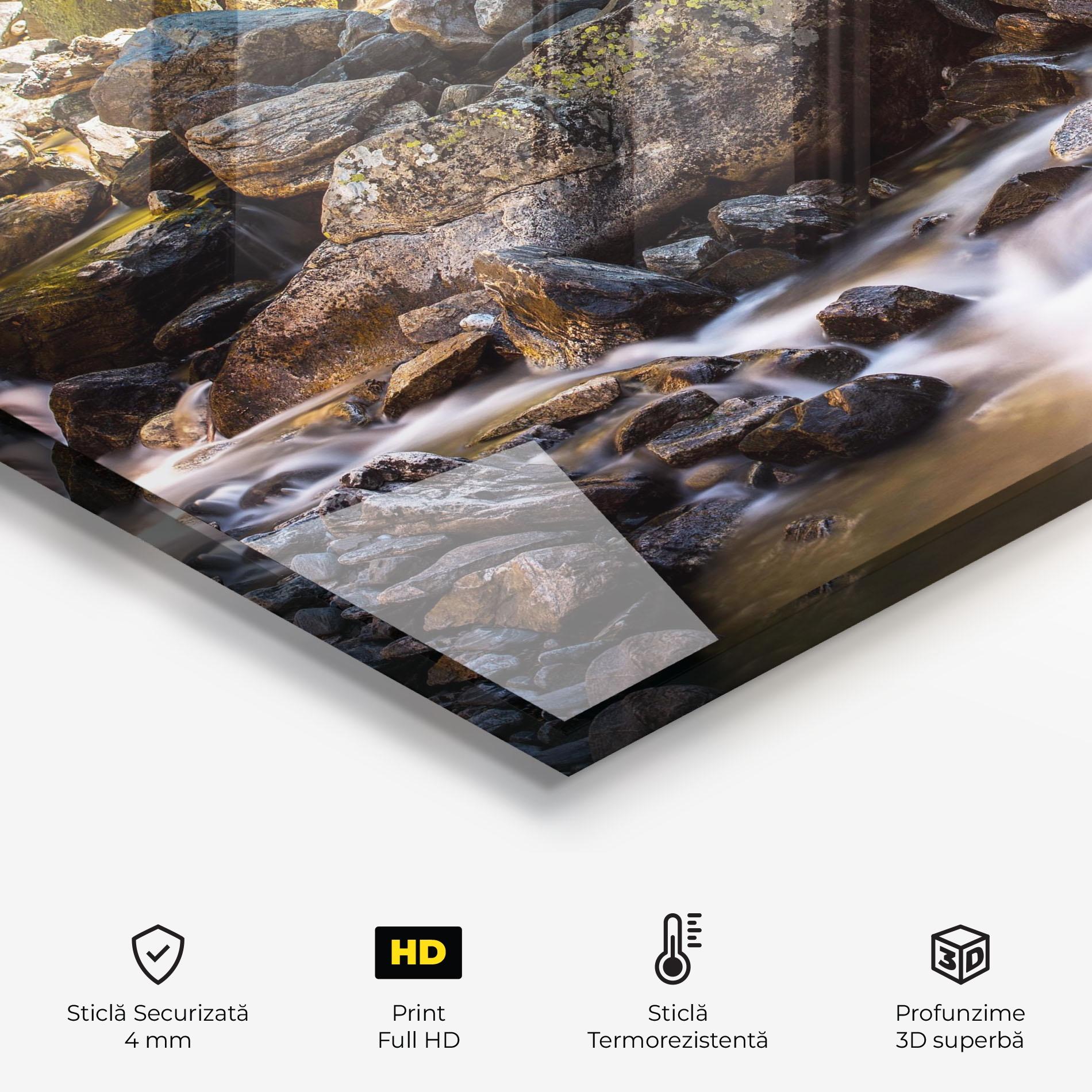Panou Sticla Bucatarie Nature Rocks Waterfall mockup 2