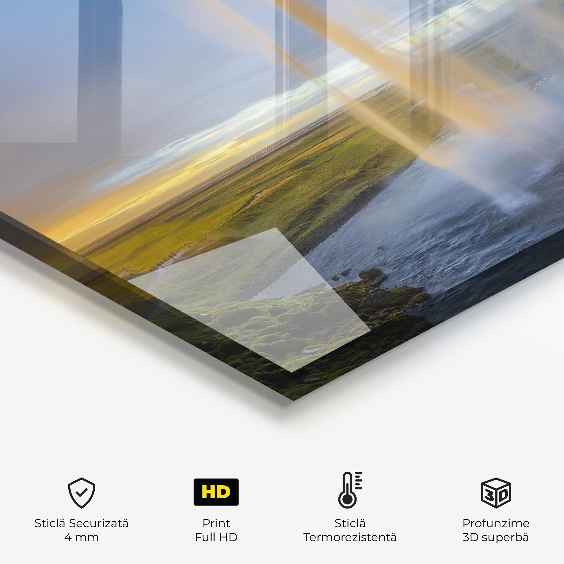 Panou Sticla Bucatarie Orange Waterfall mockup 2