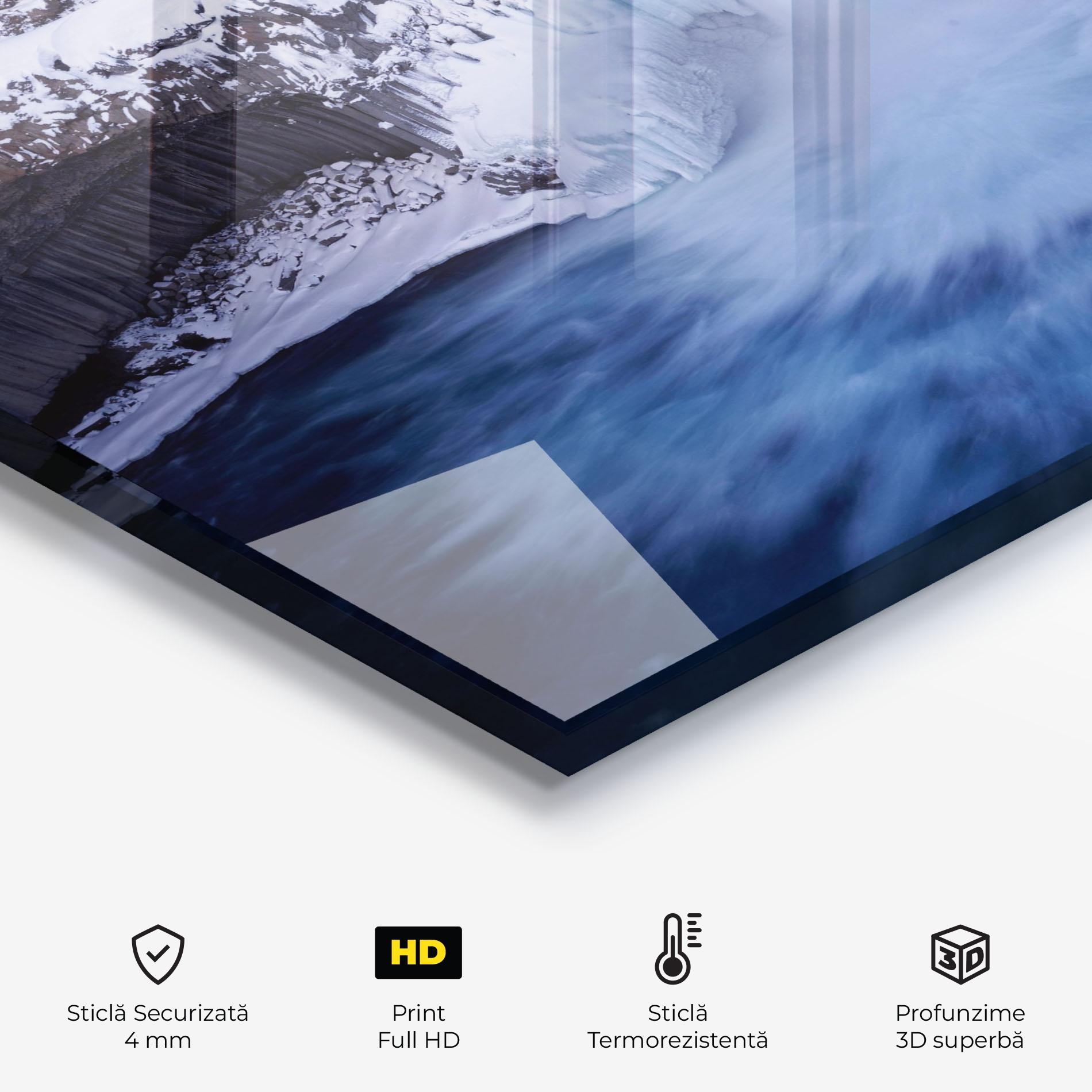 Panou Sticla Bucatarie Snow Waterfall mockup 2
