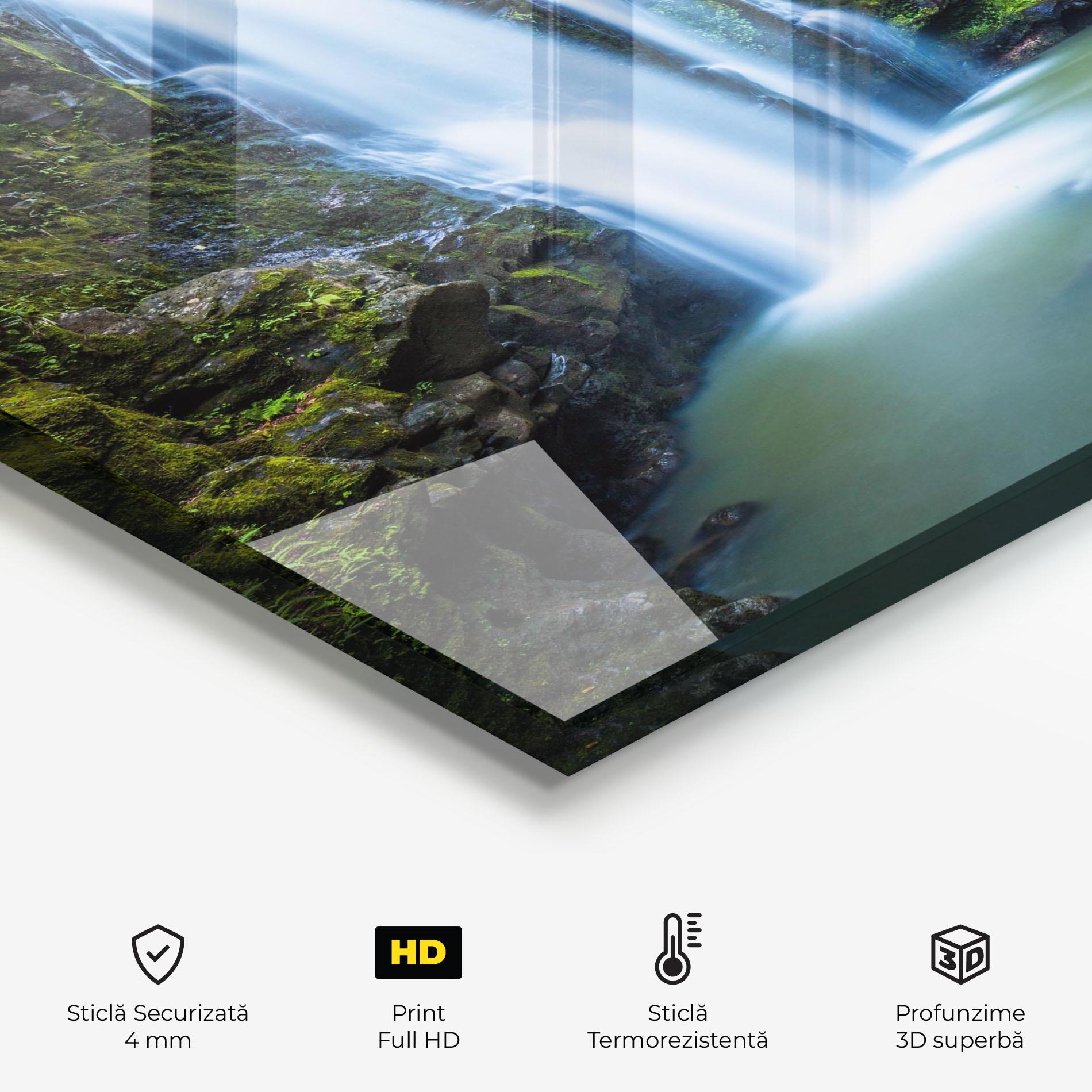 Panou Sticla Bucatarie Swimming In Waterfall mockup 2