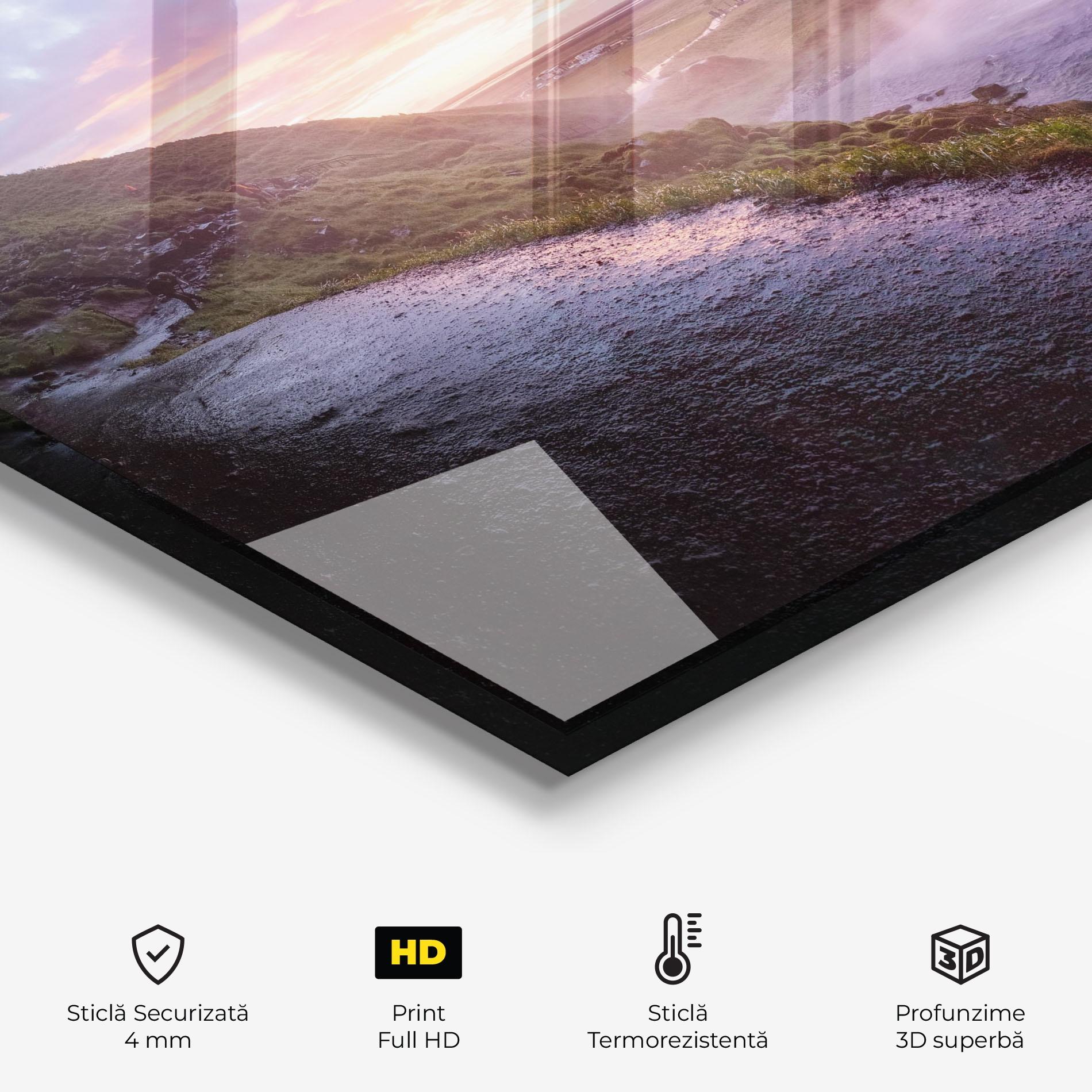 Panou Sticla Bucatarie Waterfall From Cave View mockup 2