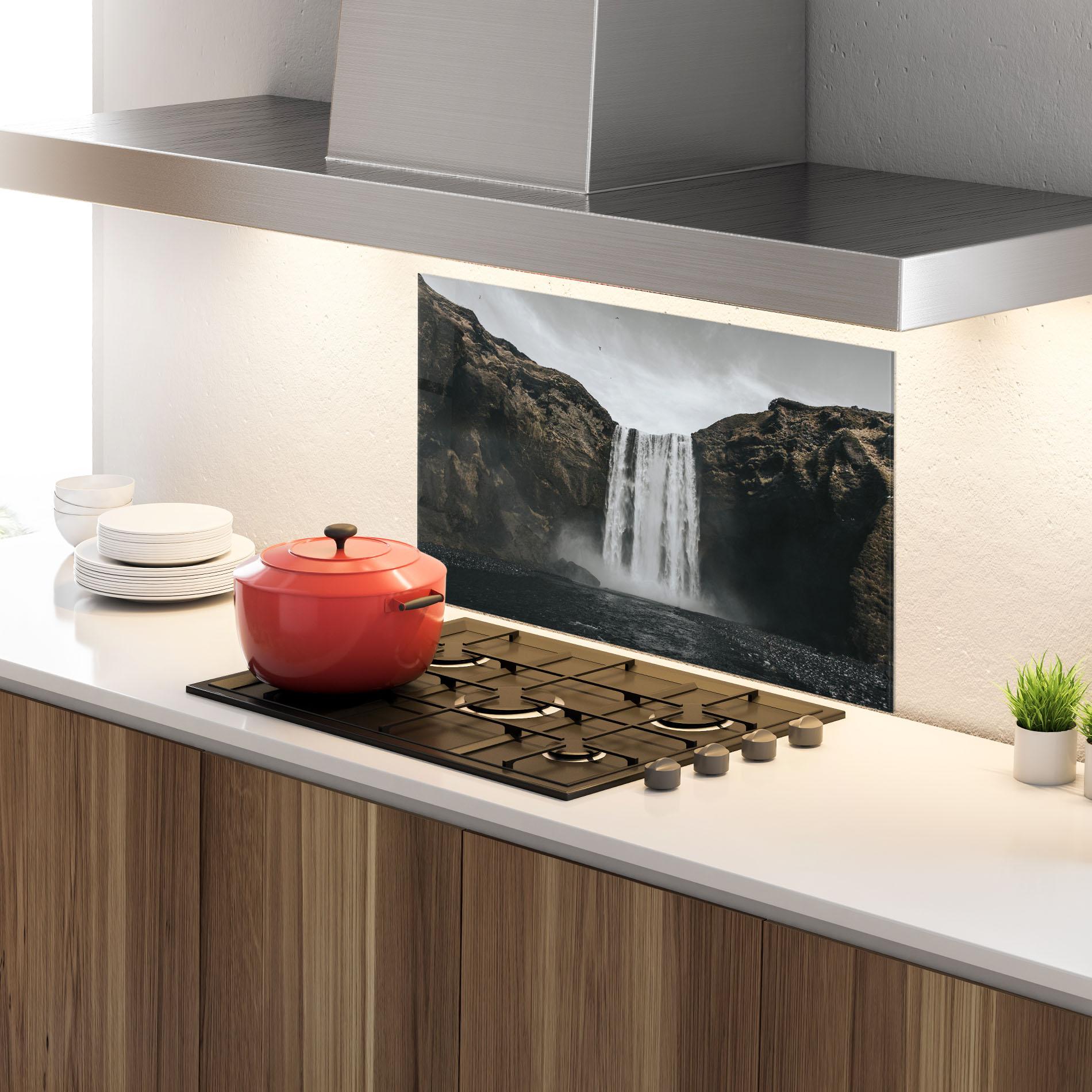 Panou Sticla Bucatarie Grey Waterfall mockup 4