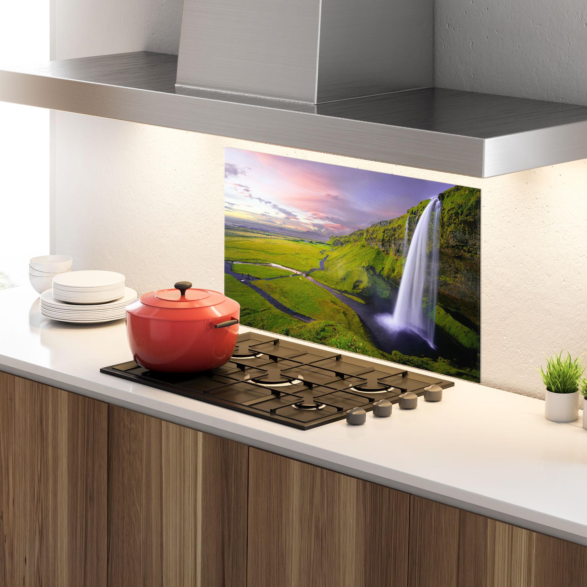 Panou Sticla Bucatarie Pink Wky Waterfall mockup 4