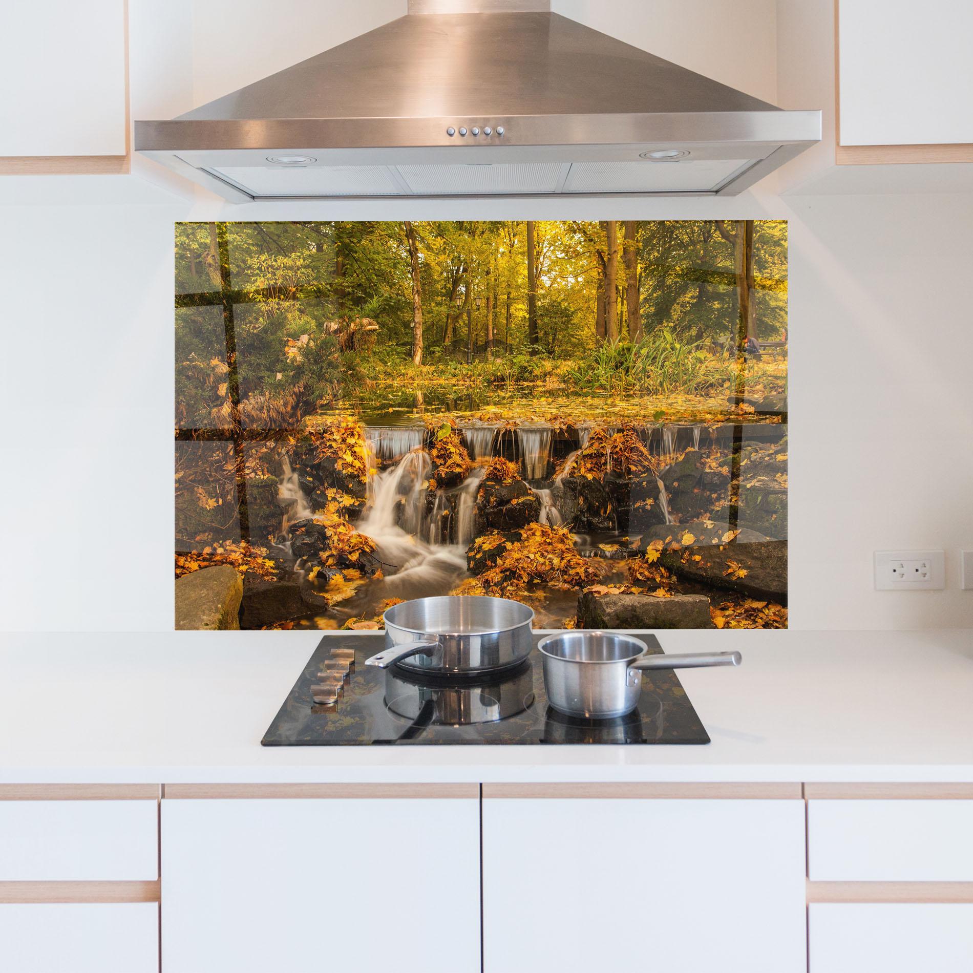 Panou Sticla Bucatarie Autumn Pretty Waterfall mockup 5