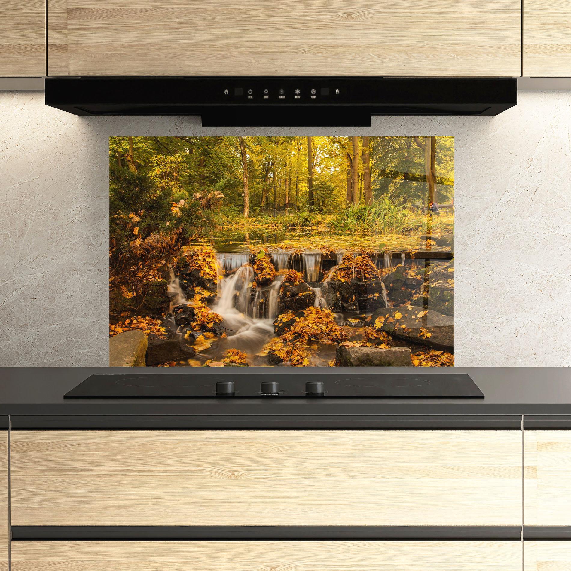 Panou Sticla Bucatarie Autumn Pretty Waterfall mockup 3