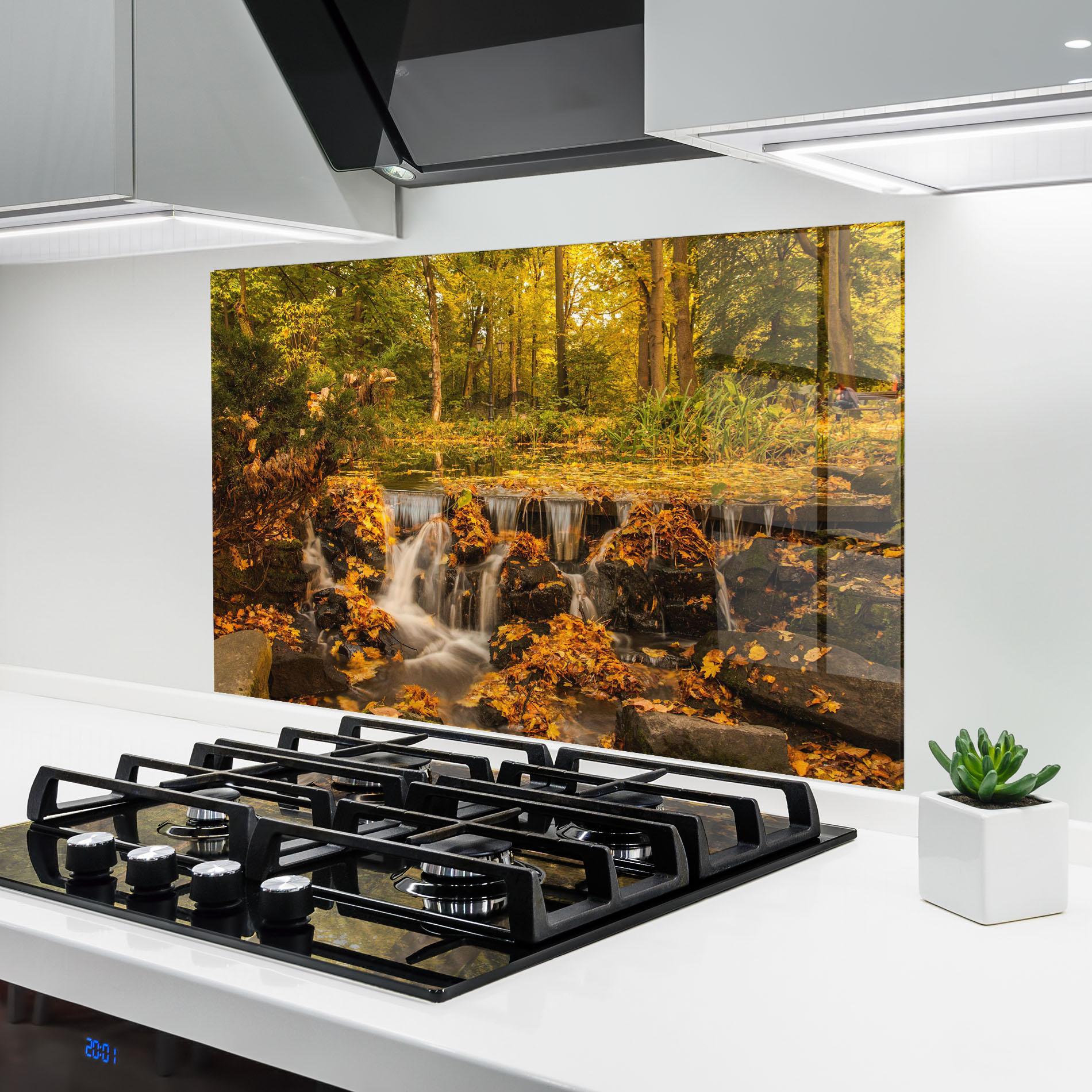 Panou Sticla Bucatarie Autumn Pretty Waterfall mockup 6